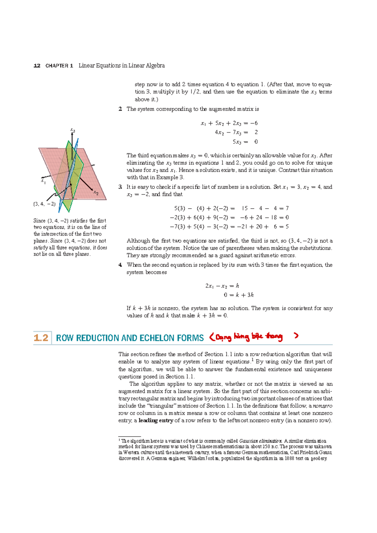 Final Exam: 1.2 Row Reduction and Echelon Forms Analysis - Studocu