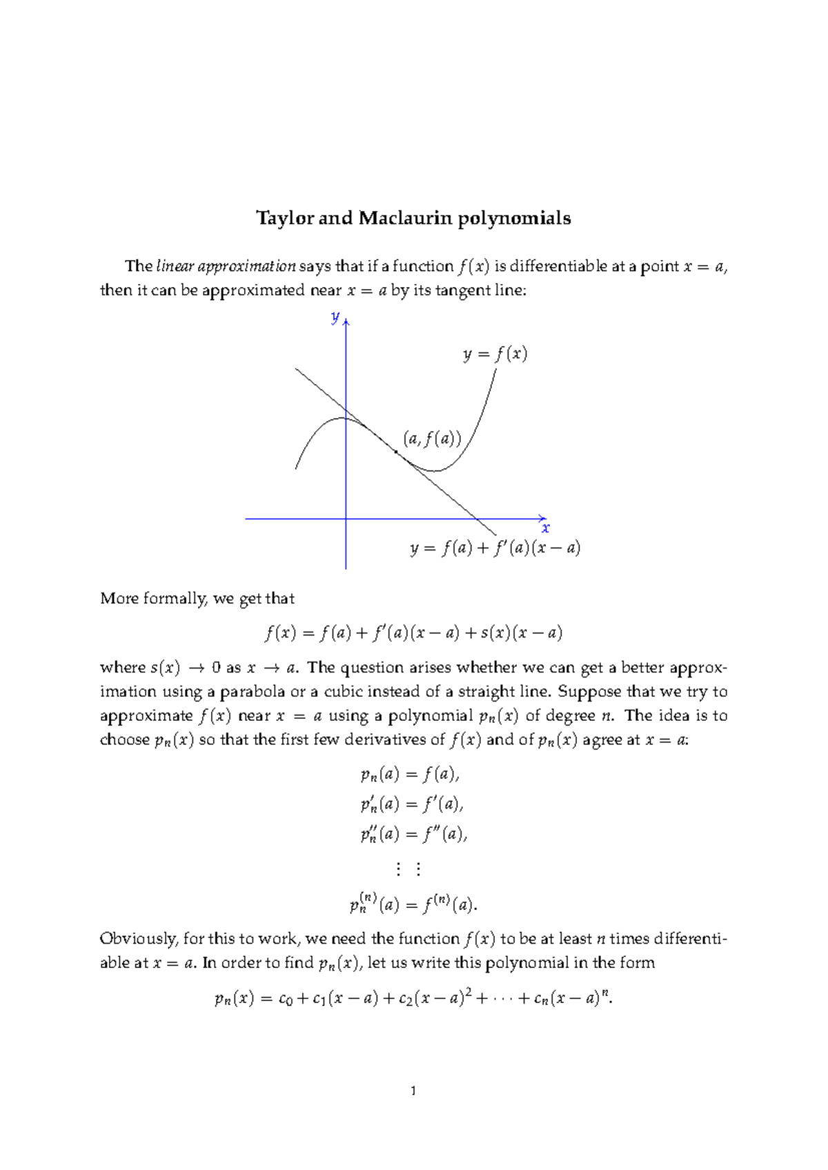 Taylor and Maclaurin Polynomials Notes - Full Topic Overview - Studocu