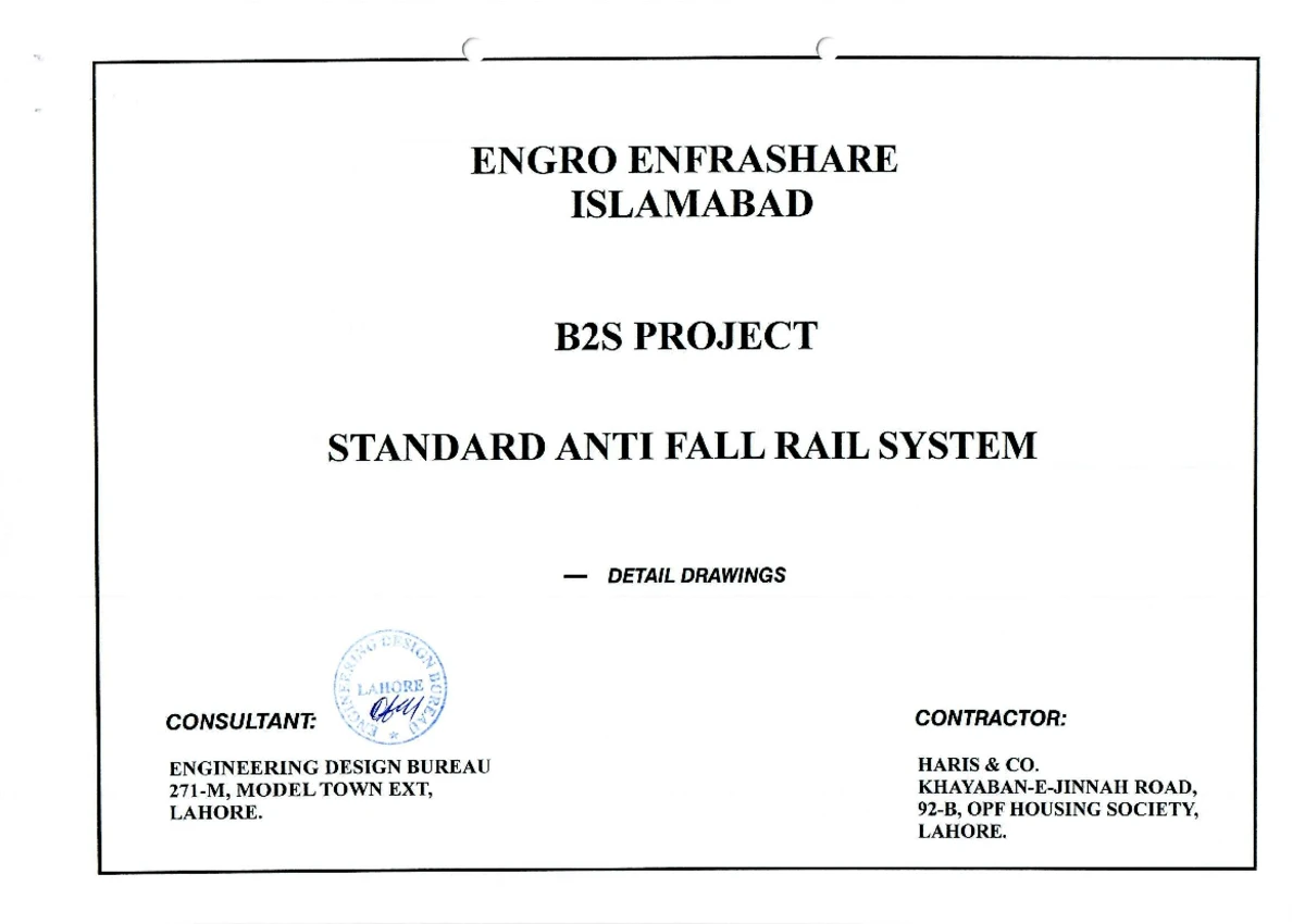 Standard Anti Fall Rail System Details for B2S Project - Studocu
