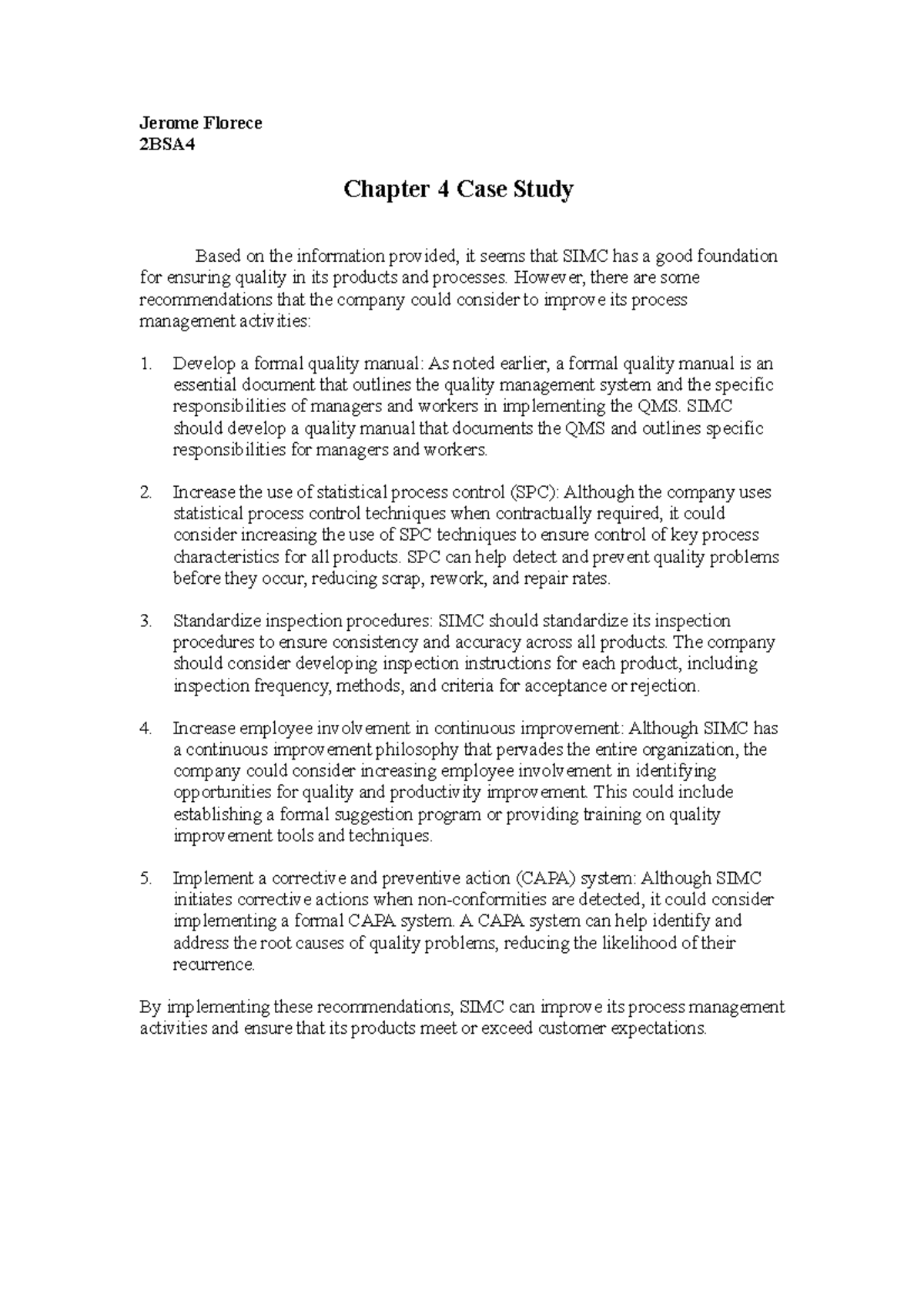 Chapter 4 Case Study - Quality Management Enhancements - Studocu