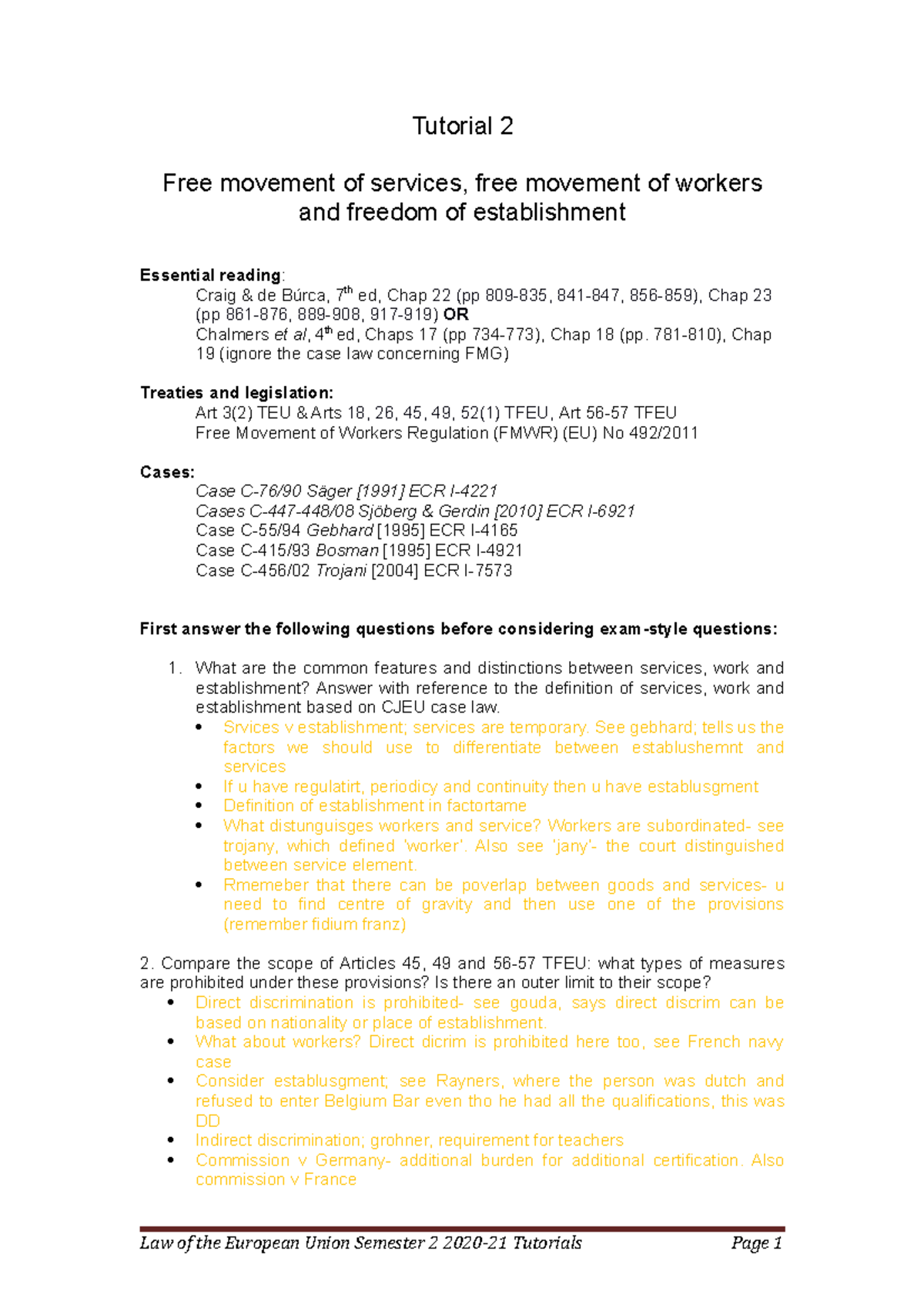 Tutorial 2: Free Movement of Persons, Services, and Workers Analysis ...