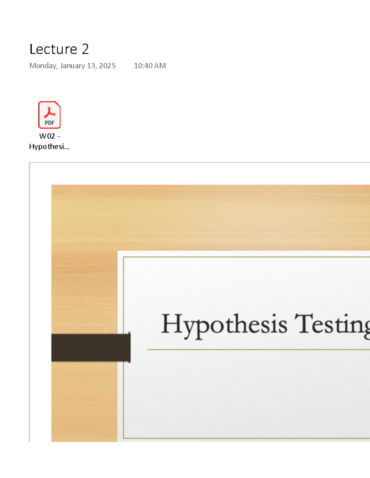 Lecture 2 Notes: Building Blocks of Hypothesis Testing - Studocu