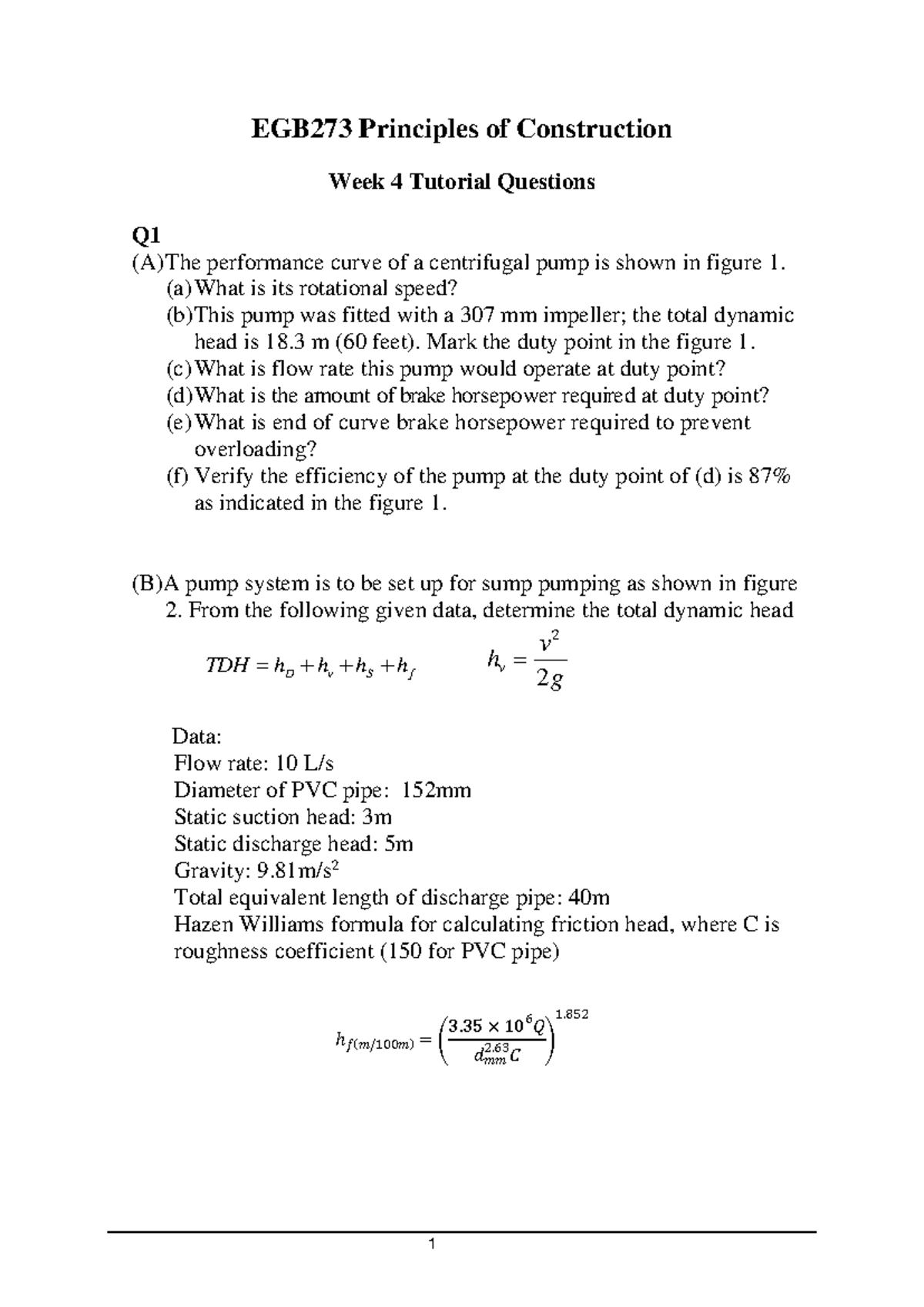 EGB273 Tutorial Questions WK 4 2021 - EGB273 Principles of Construction ...