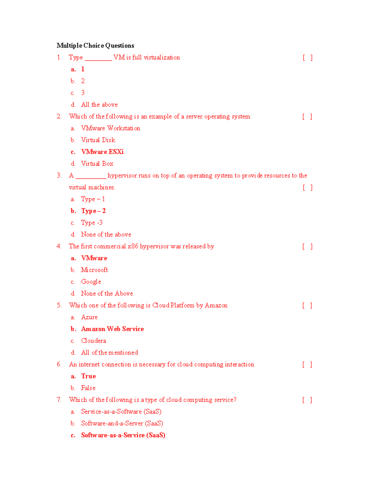 Cloud Computing MCQ Revision Notes - Course Code 123334123 - Studocu
