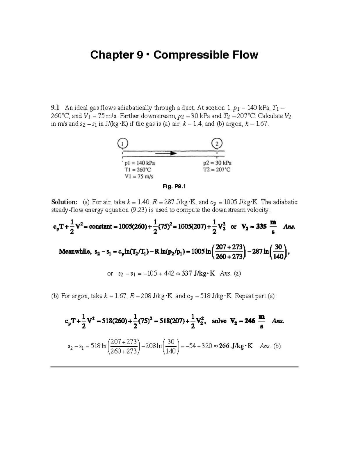 Chapter 9 Compressible Flow Solutions Manual (Fluid Mechanics, 8th Ed ...