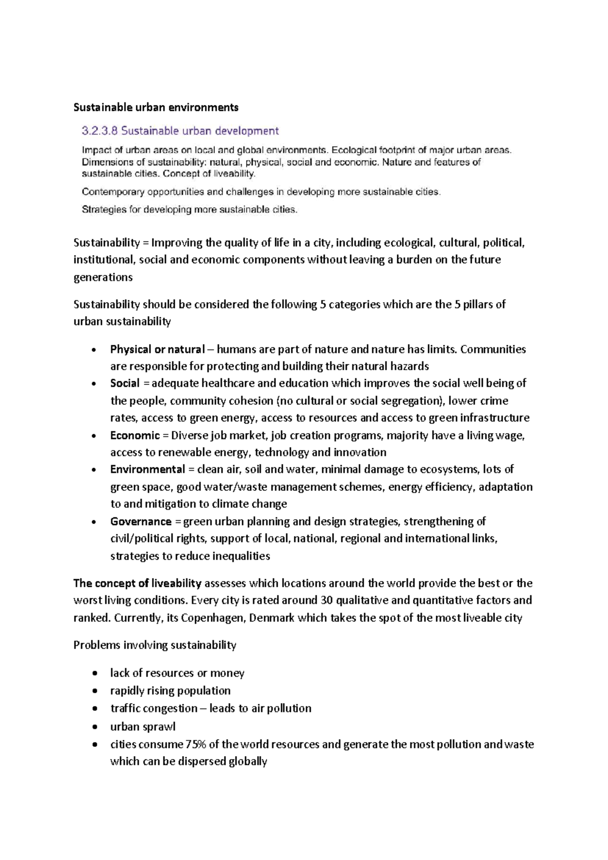 Sustainability in Urban Areas: Enhancing Quality of Life and ...