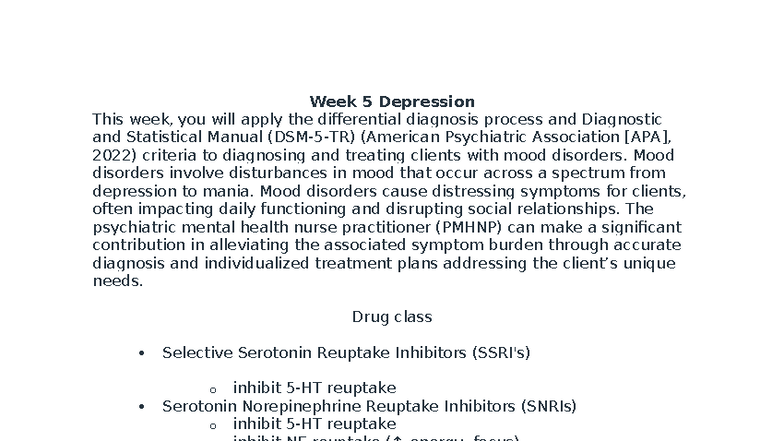 Final Exam NR547: Mood Disorders and Treatment Approaches - Studocu