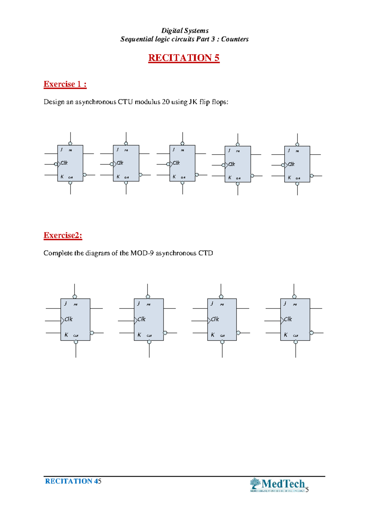 Sequential Logic Circuits: Problem Set on Counters - Exercise 1 to 6 ...