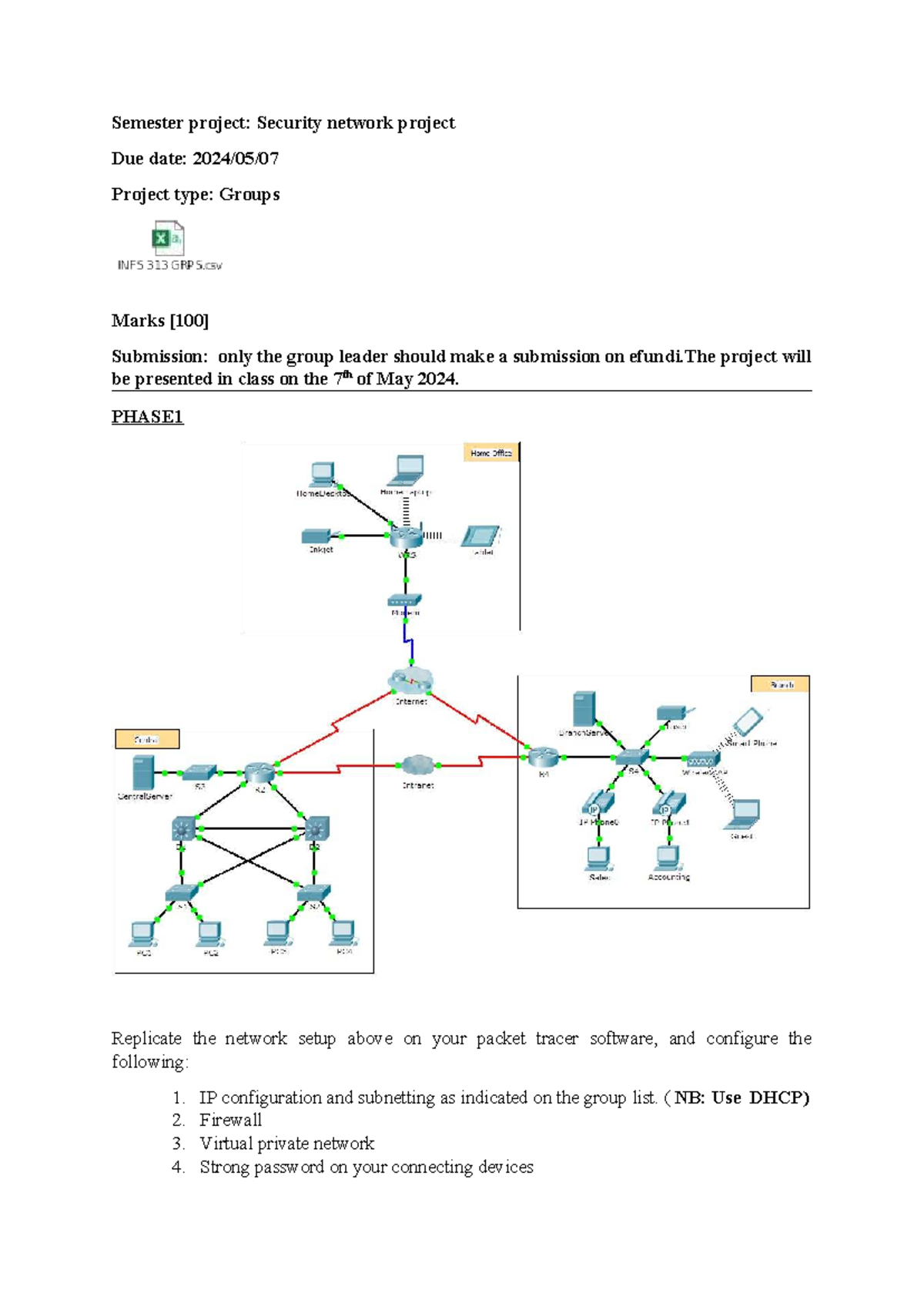 Semester Project 2024: Security Network Setup & Analysis Guide - Studocu