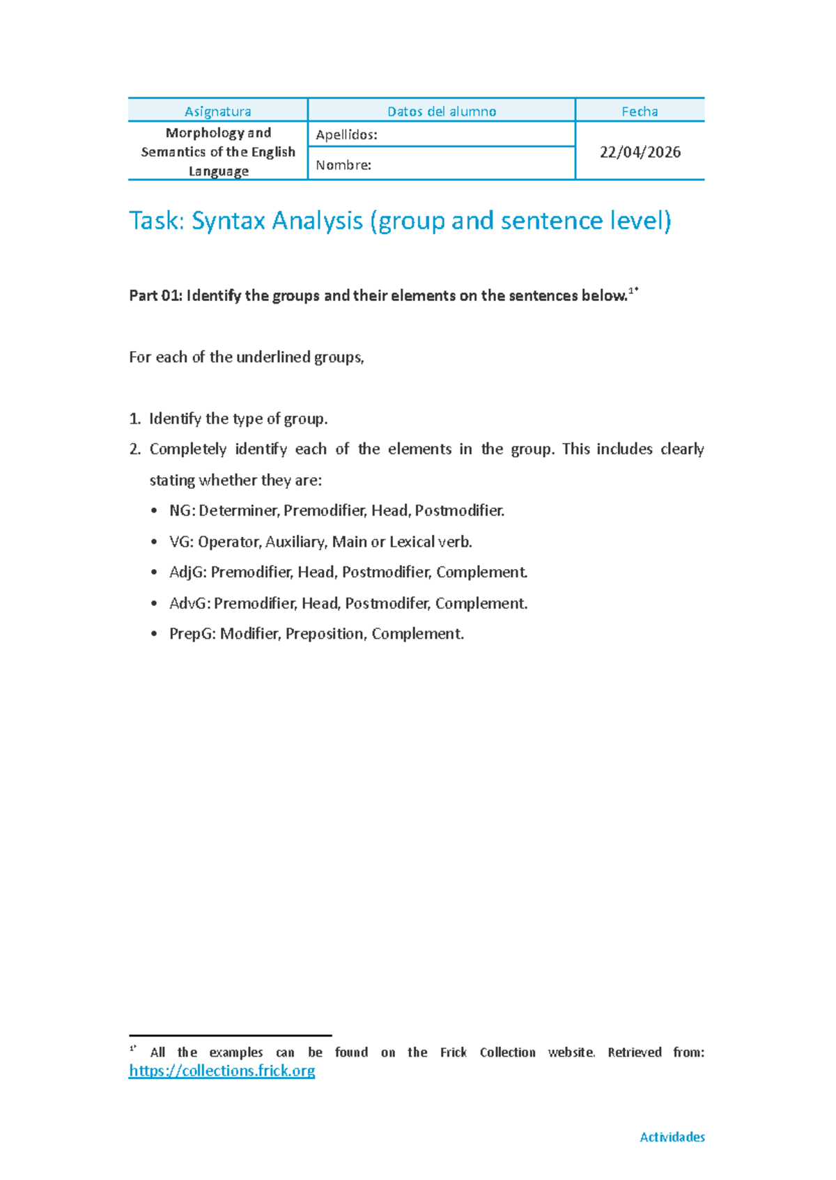 Task 2: Syntax Analysis in Morphology & Semantics of English Language ...