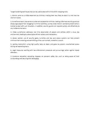 Situational Crime Prevention Techniques for Shopping Malls (SOC 246 ...