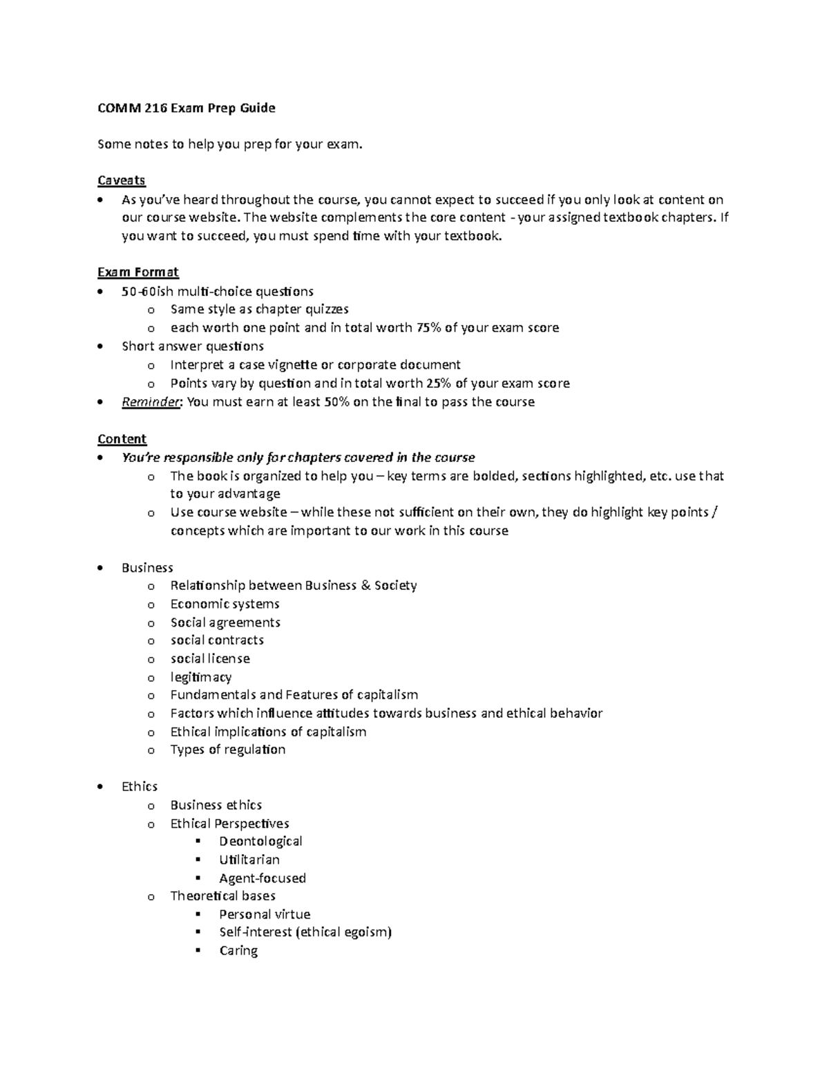 COMM 216 Final Exam Prep Guide: Key Concepts & Strategies for Success ...