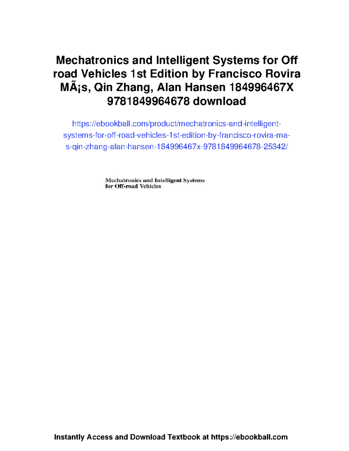 Mechatronics and Intelligent Systems for Off-Road Vehicles: 1st Edition ...