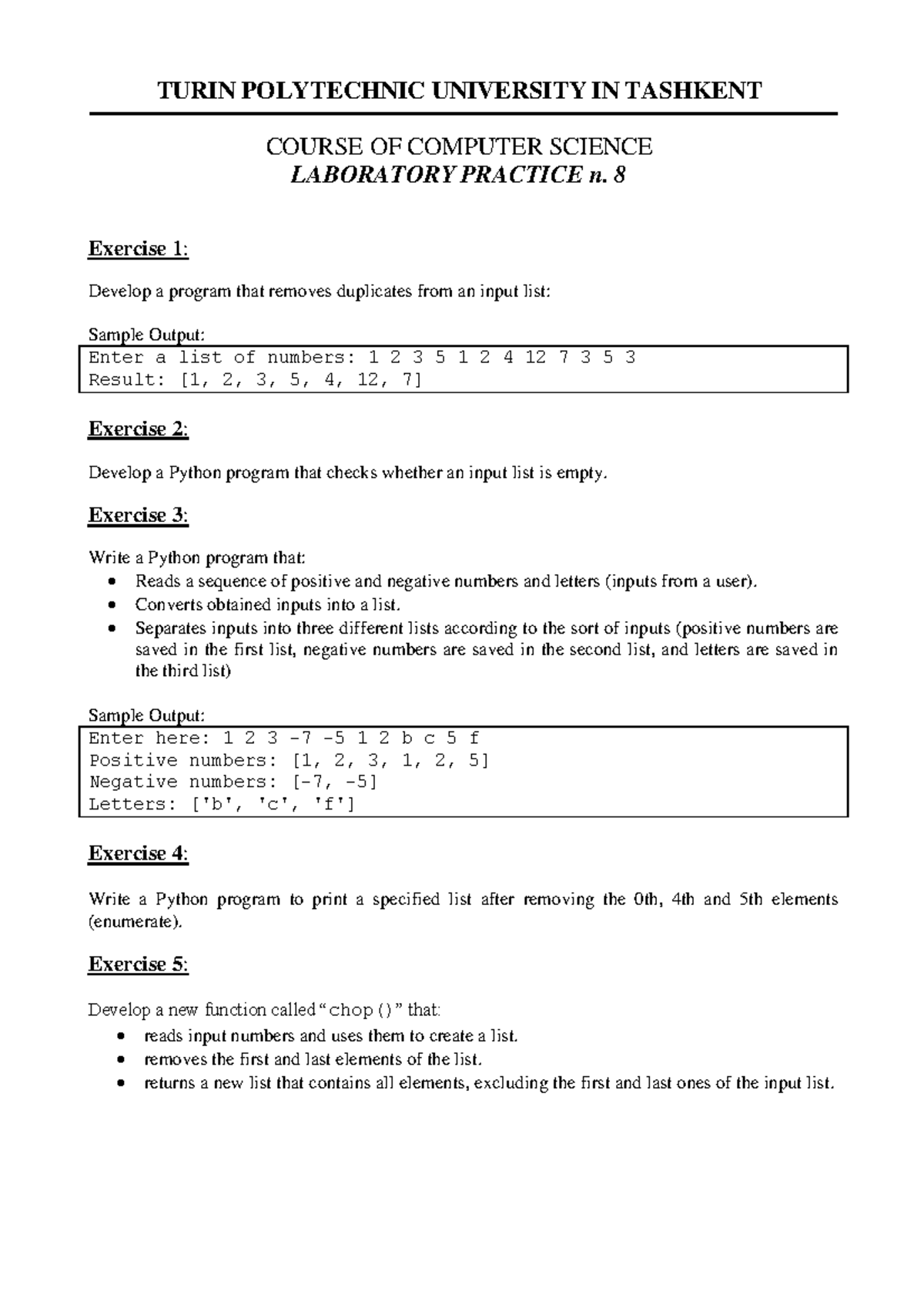 Lab08 - Computer Science Laboratory Practice Exercises - Studocu
