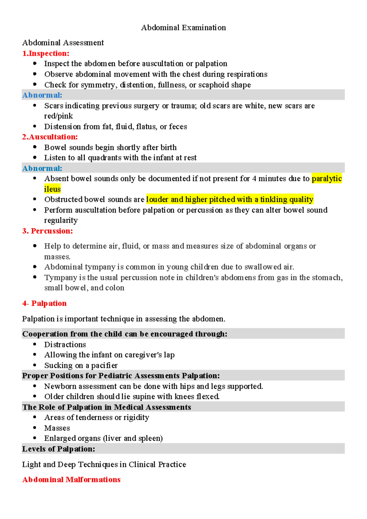 Abdominal Examination - Abdominal Examination Abdominal Assessment 1 ...