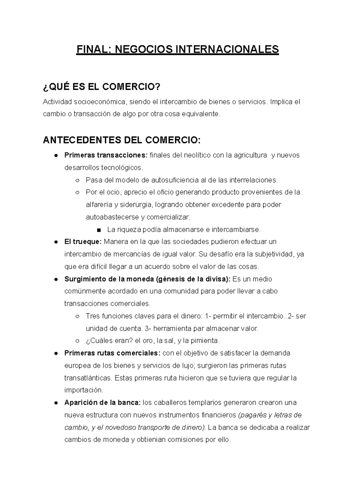 FINAL: NEGOCIOS INTERNACIONALES Y COMERCIO GLOBAL - Resumen y Análisis ...