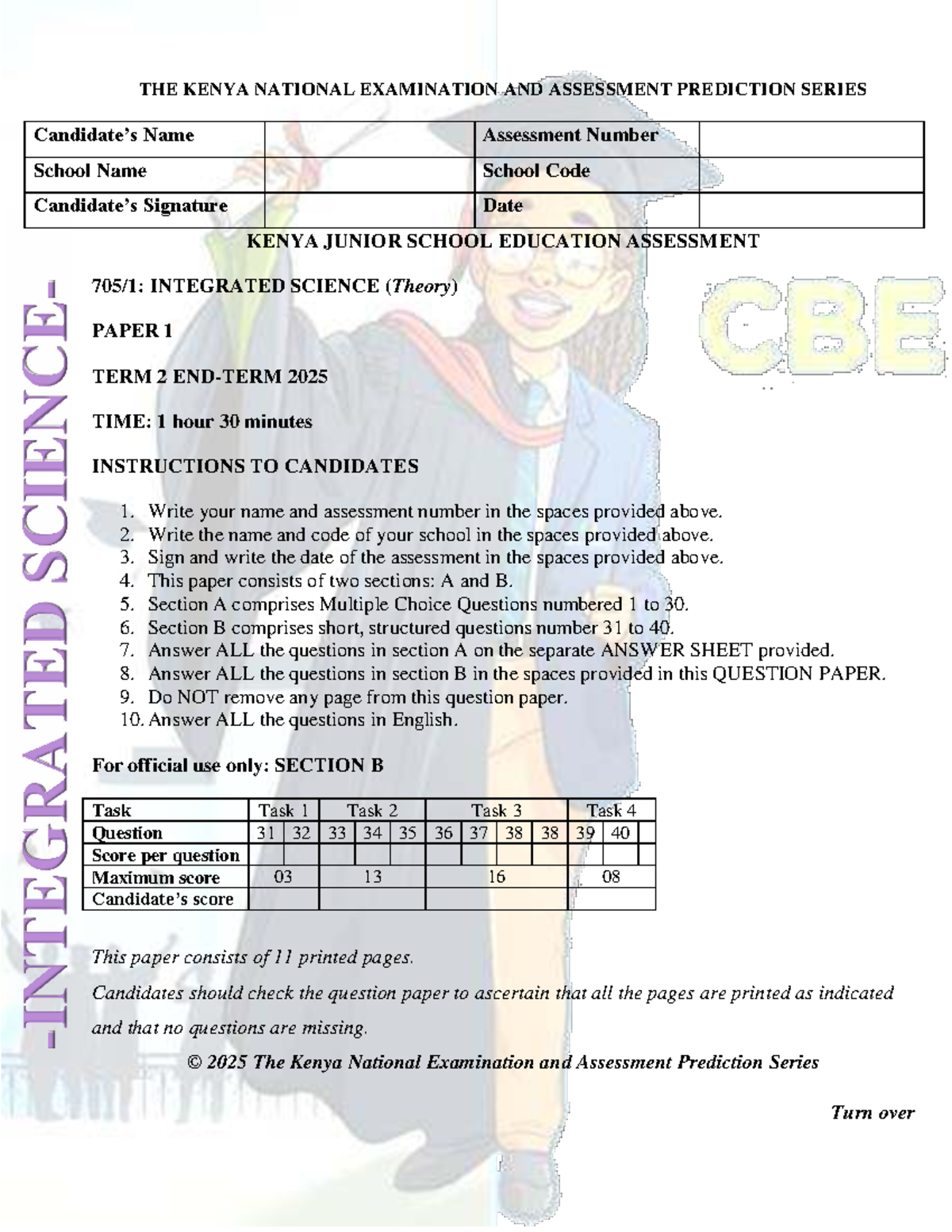Grade 7 Integrated Science Prediction Paper 1 - Term 2 2025 - Studocu
