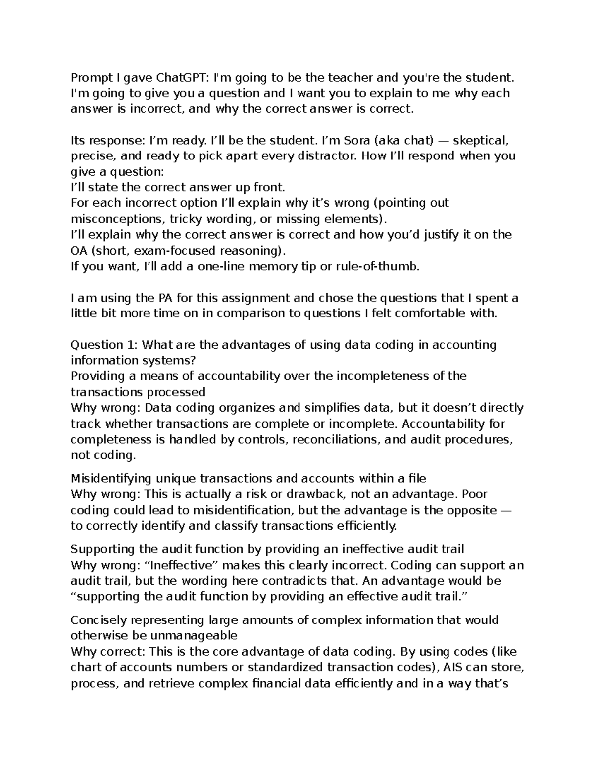 PA AI Responses D217: Analyzing Incorrect Answers and Justifications ...