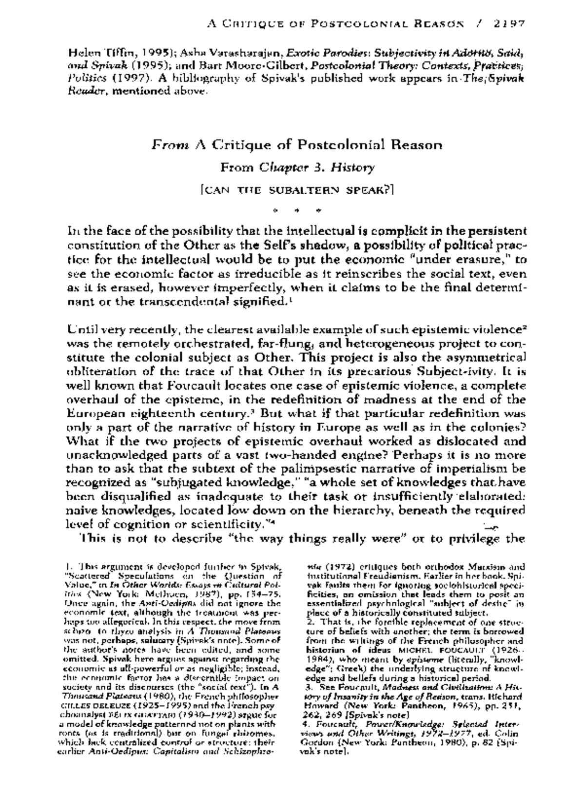 A Critique of Postcolonial Reason Insights from Gayatri Spivak Studocu