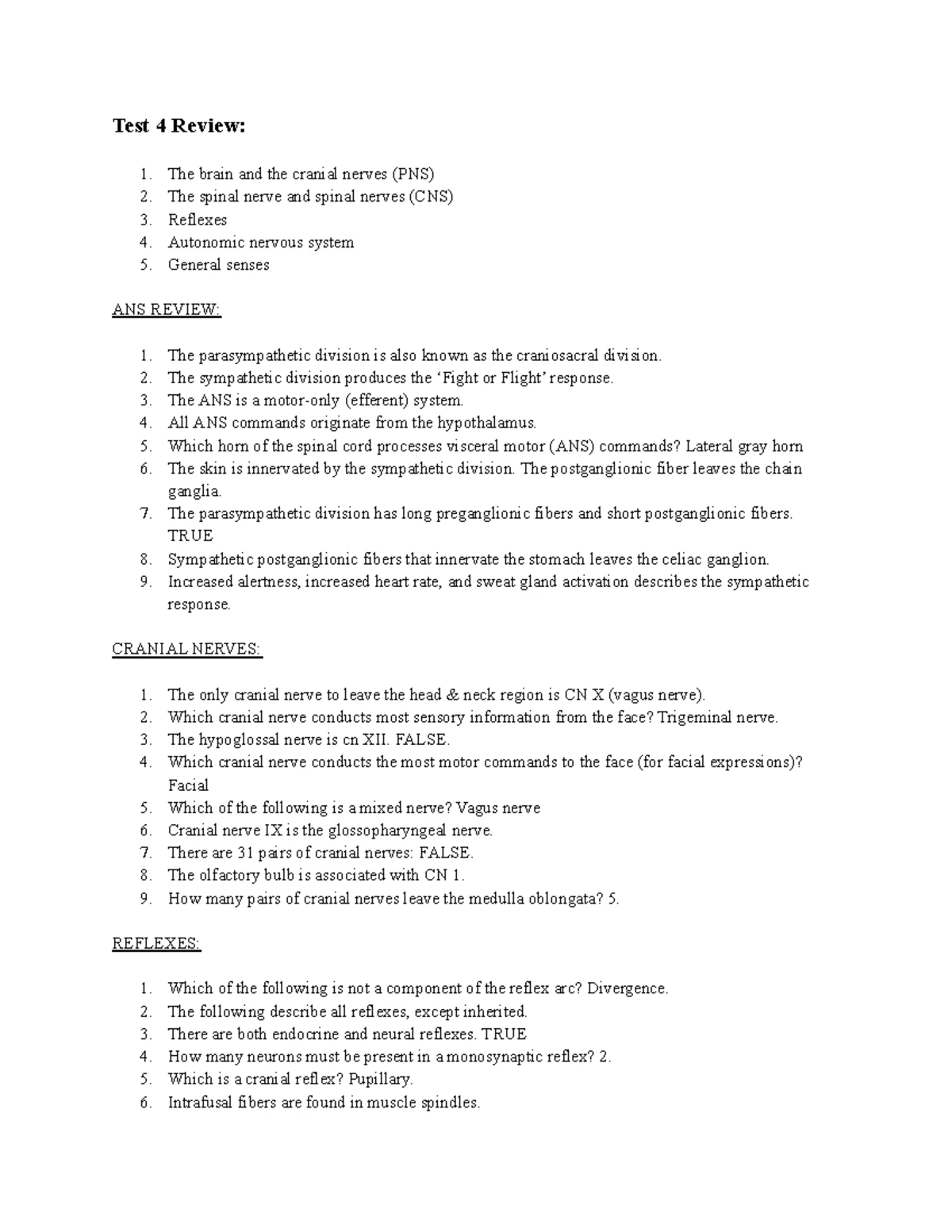 Nervous System Lab Worksheet (BIO 101) - Completed Assignment - Studocu
