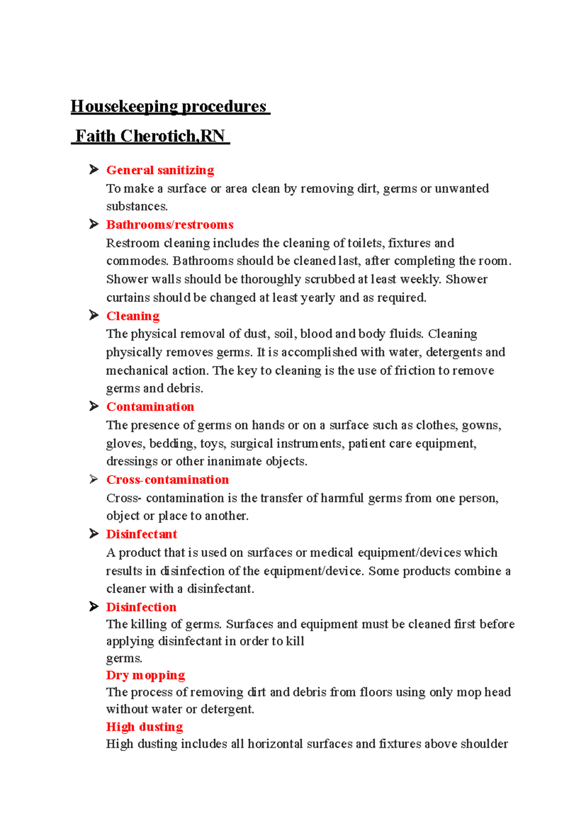 Housekeeping Procedures: Essential Cleaning Guidelines for RN Care ...