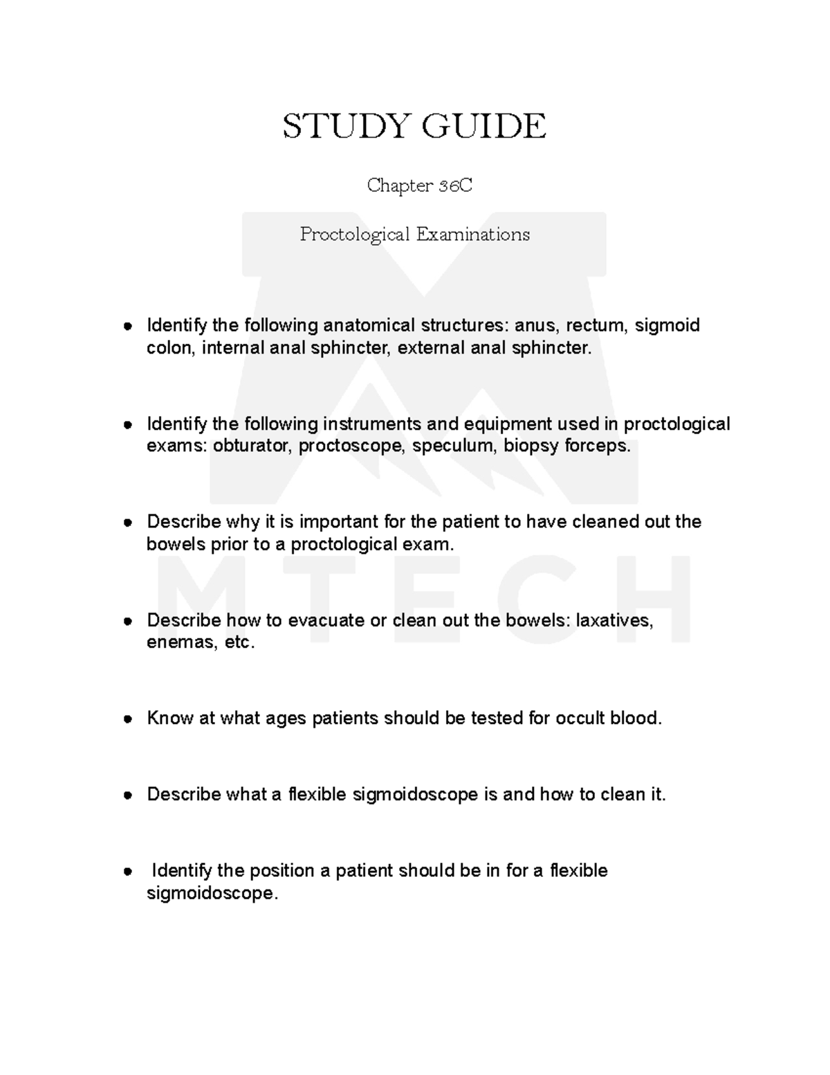 Study Guide for Chapter 36C: Proctological Exam Techniques - Studocu