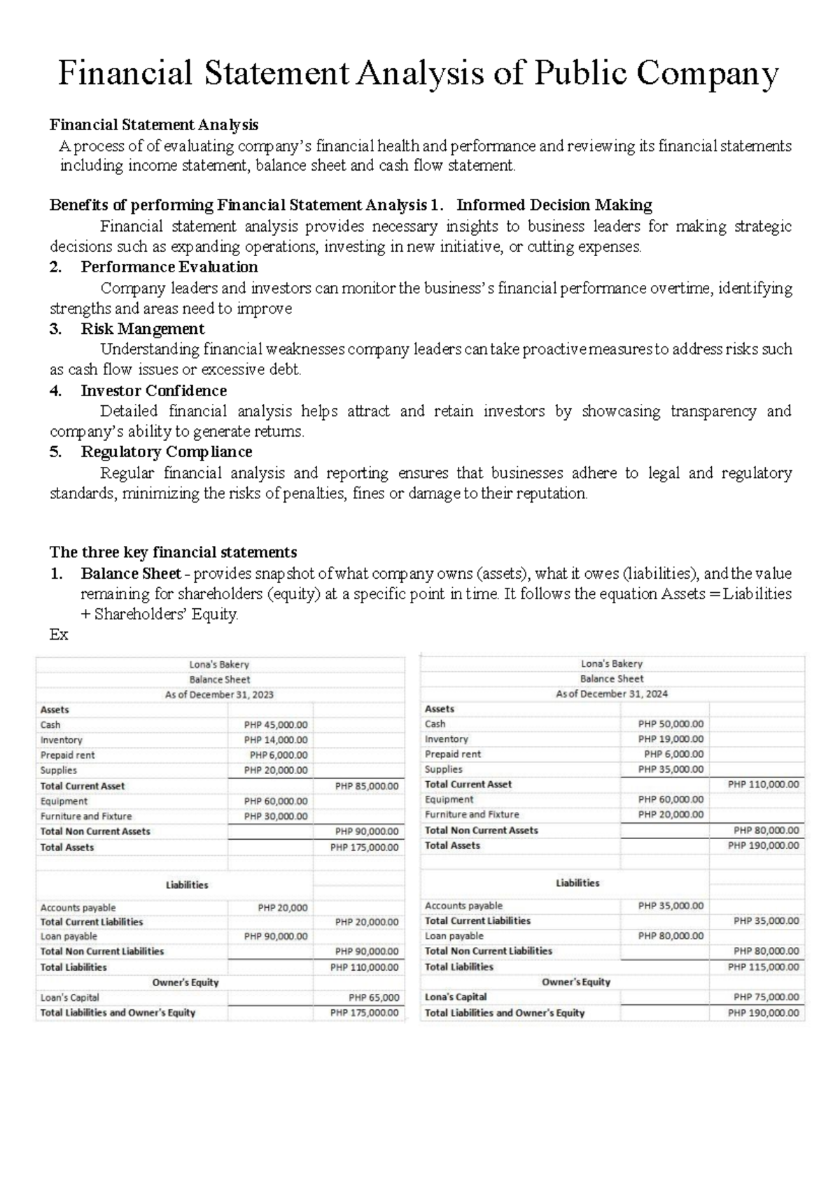 Financial Statement Analysis - Finance Lecture Notes - Studocu