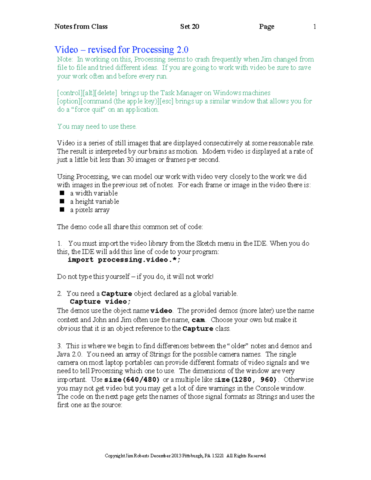 Cn20 - Video Processing Lecture Notes and Demo Code Insights - Studocu
