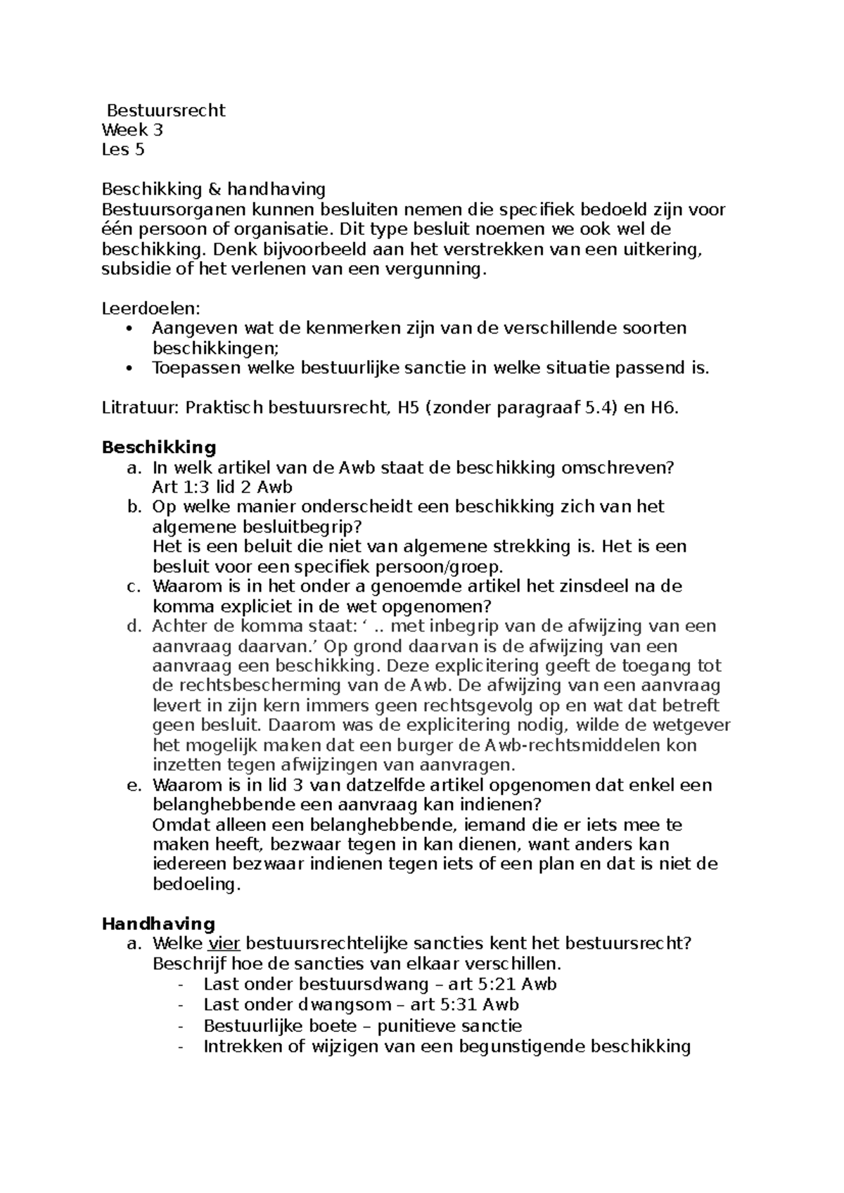 bestuursrecht-les-5-beschikking-en-handhaving-week-3-studeersnel