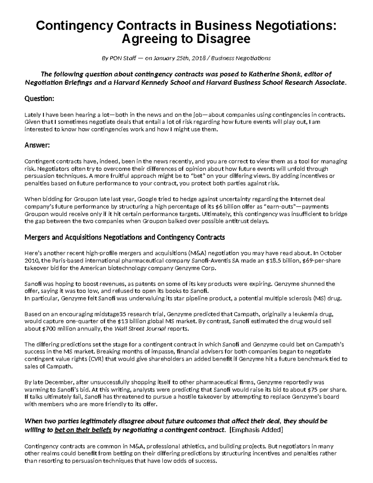 Business Negotiations 101: Contingency Contracts & Their Key Benefits ...