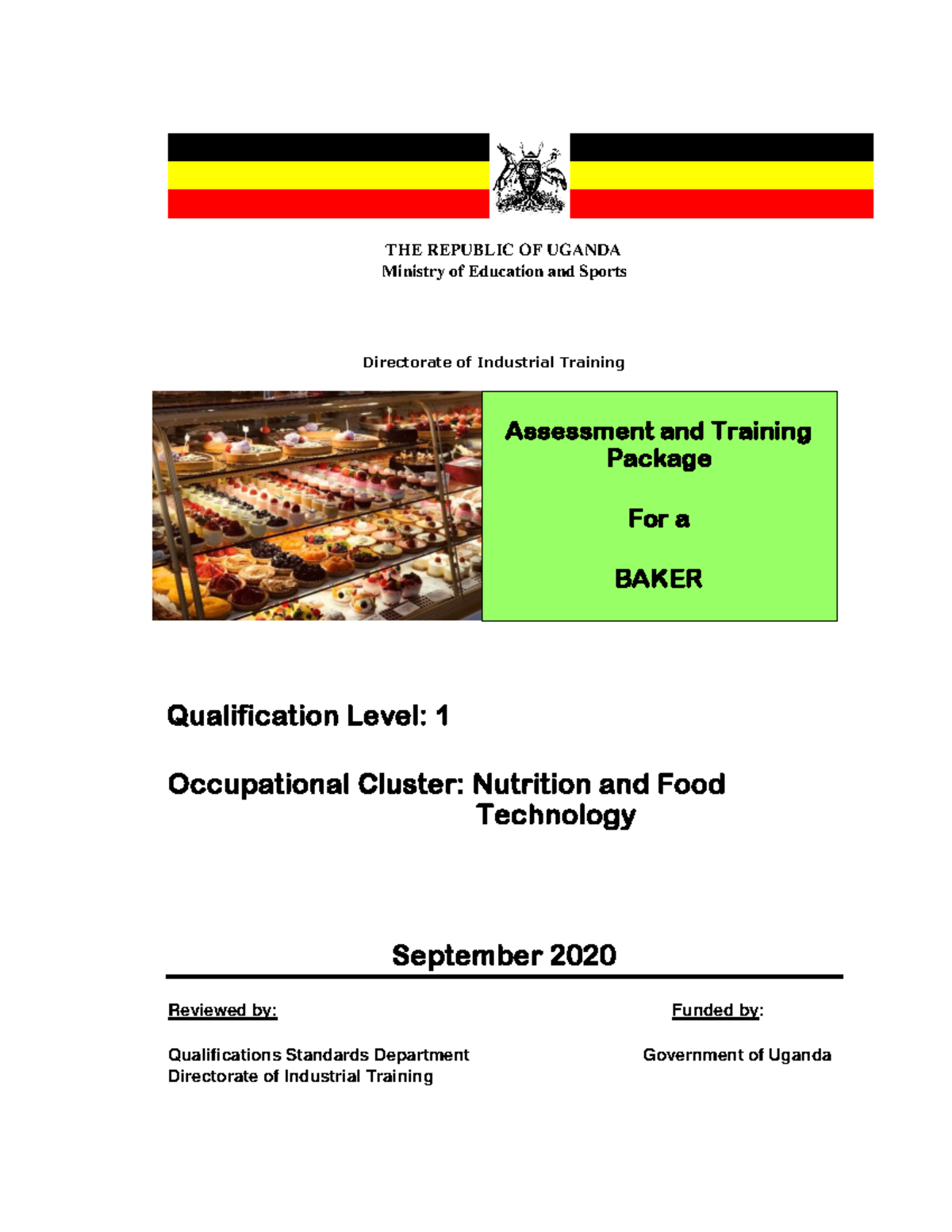 UVQF: Assessment and Training Package (ATP) for BAKER Level 1 - Studocu