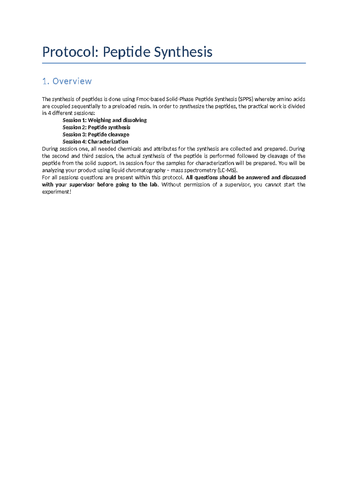Peptide Synthesis Protocol: Step-by-Step Guide for SPPS - Studeersnel