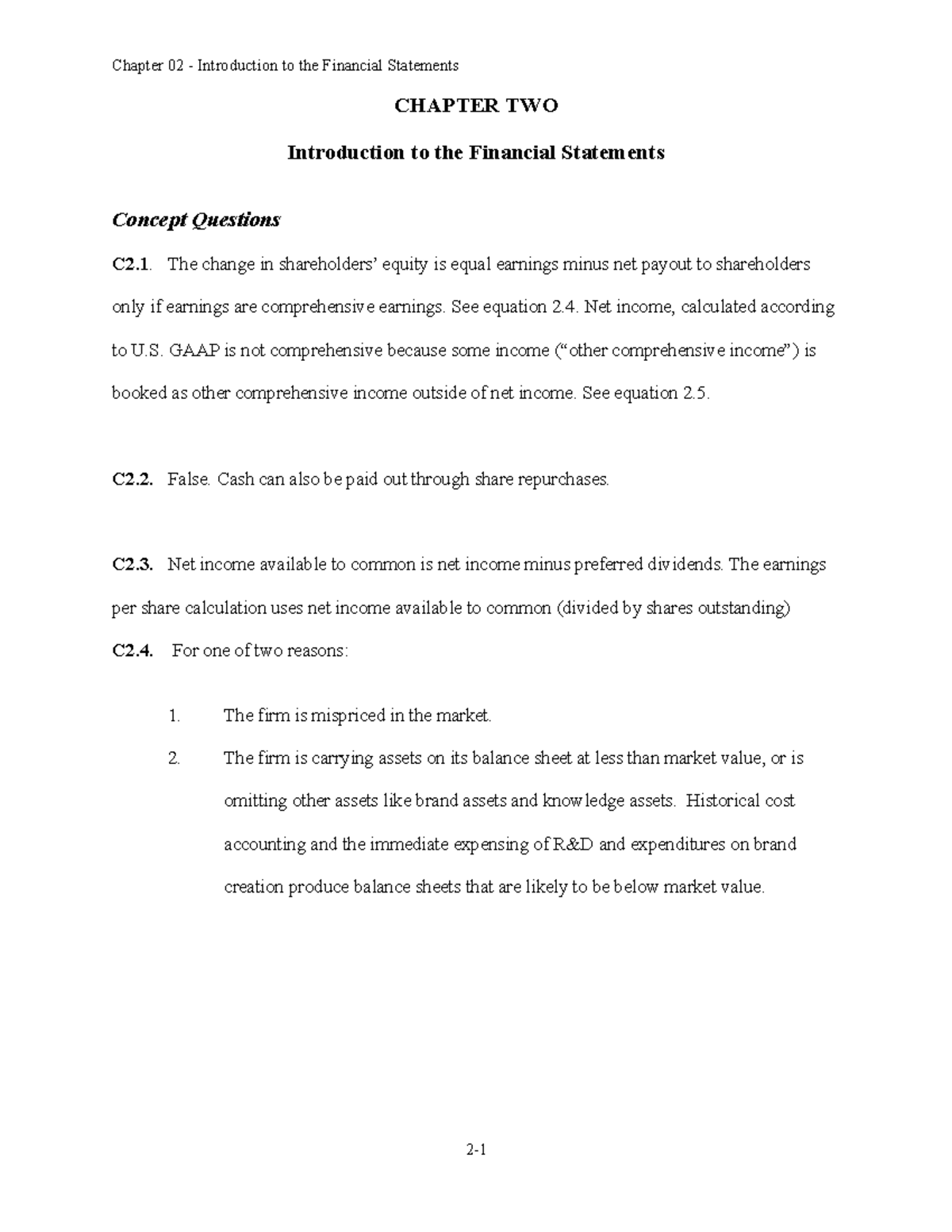 Chap002 - Financial Statement Insights and Exercises - Studocu