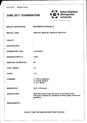 MATS101 - Mandela - Mathematics Special 101 - Studocu