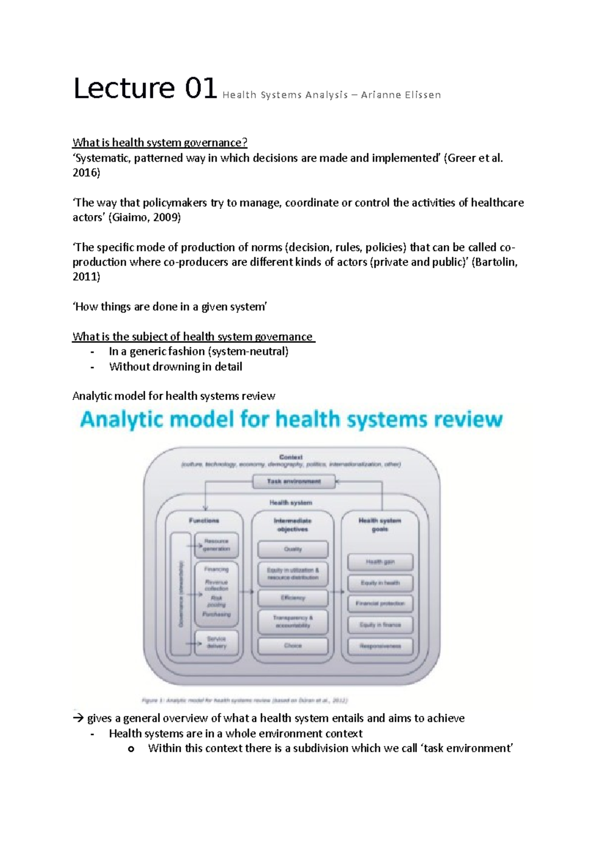 Lecture 01 & 02: Health Systems Analysis - Governance Insights ...
