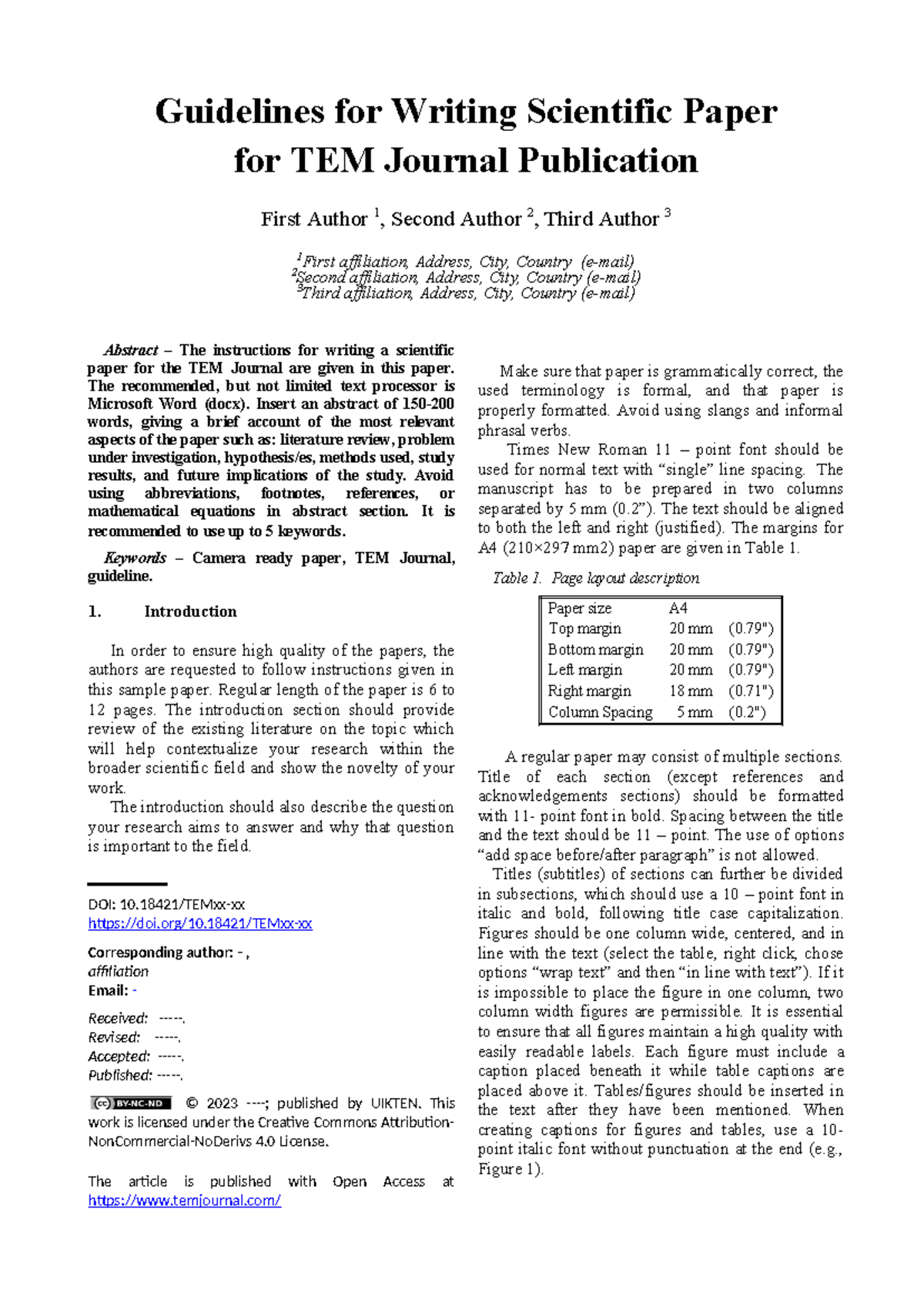 Guidelines for Authors: Scientific Paper Template for TEM Journal - Studocu