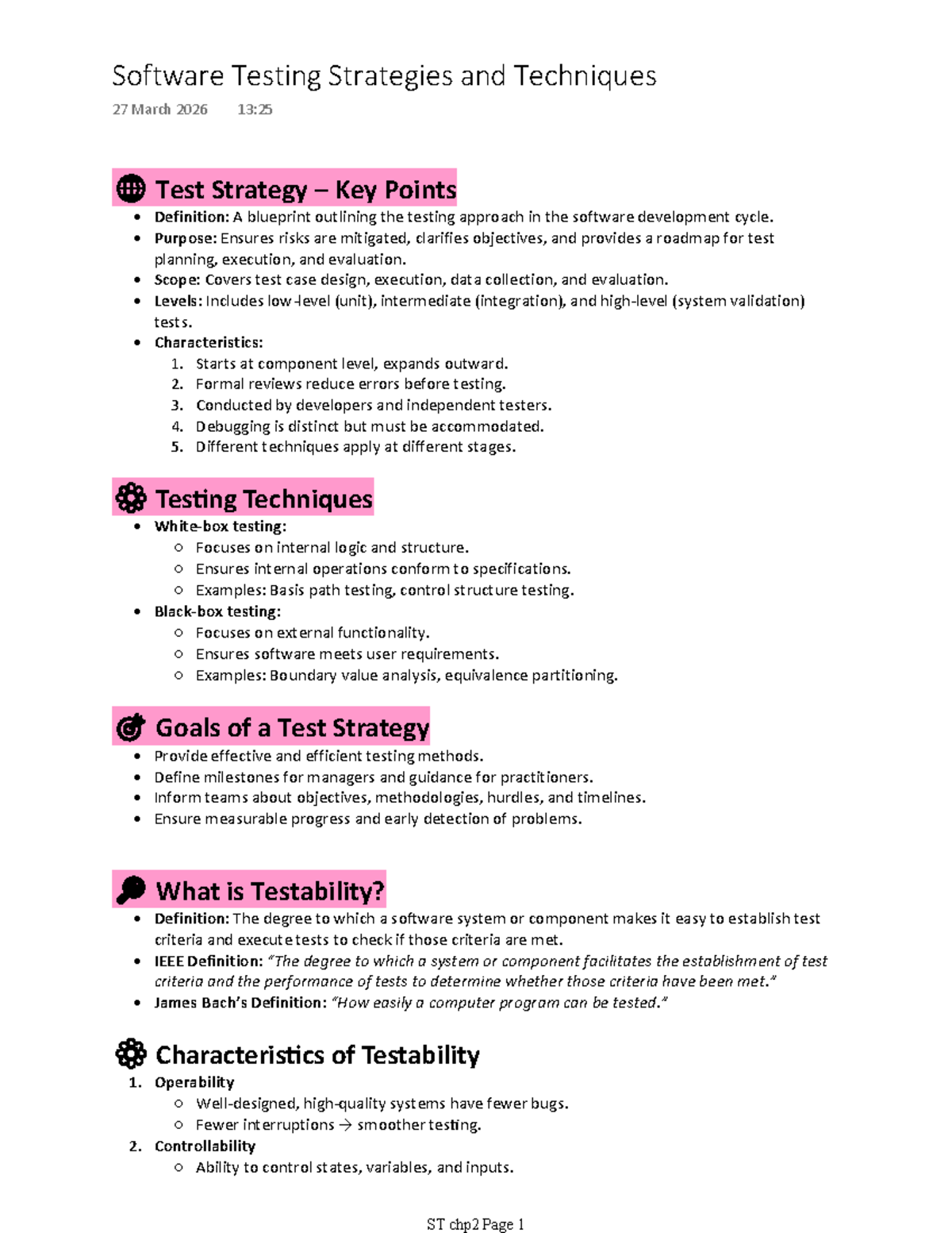ST CHP 2: Software Testing Strategies and Techniques Revision Notes ...
