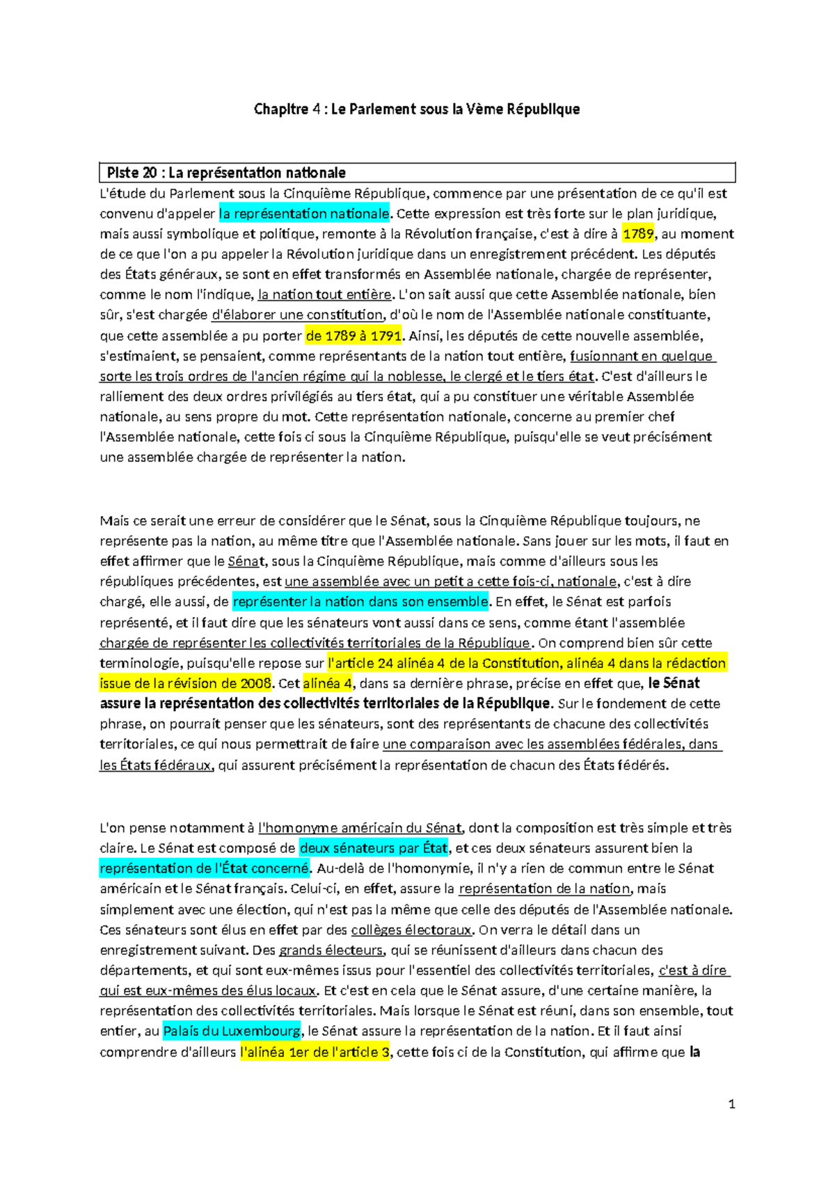 Représentation Nationale et Rôle du Parlement sous la Vème République ...