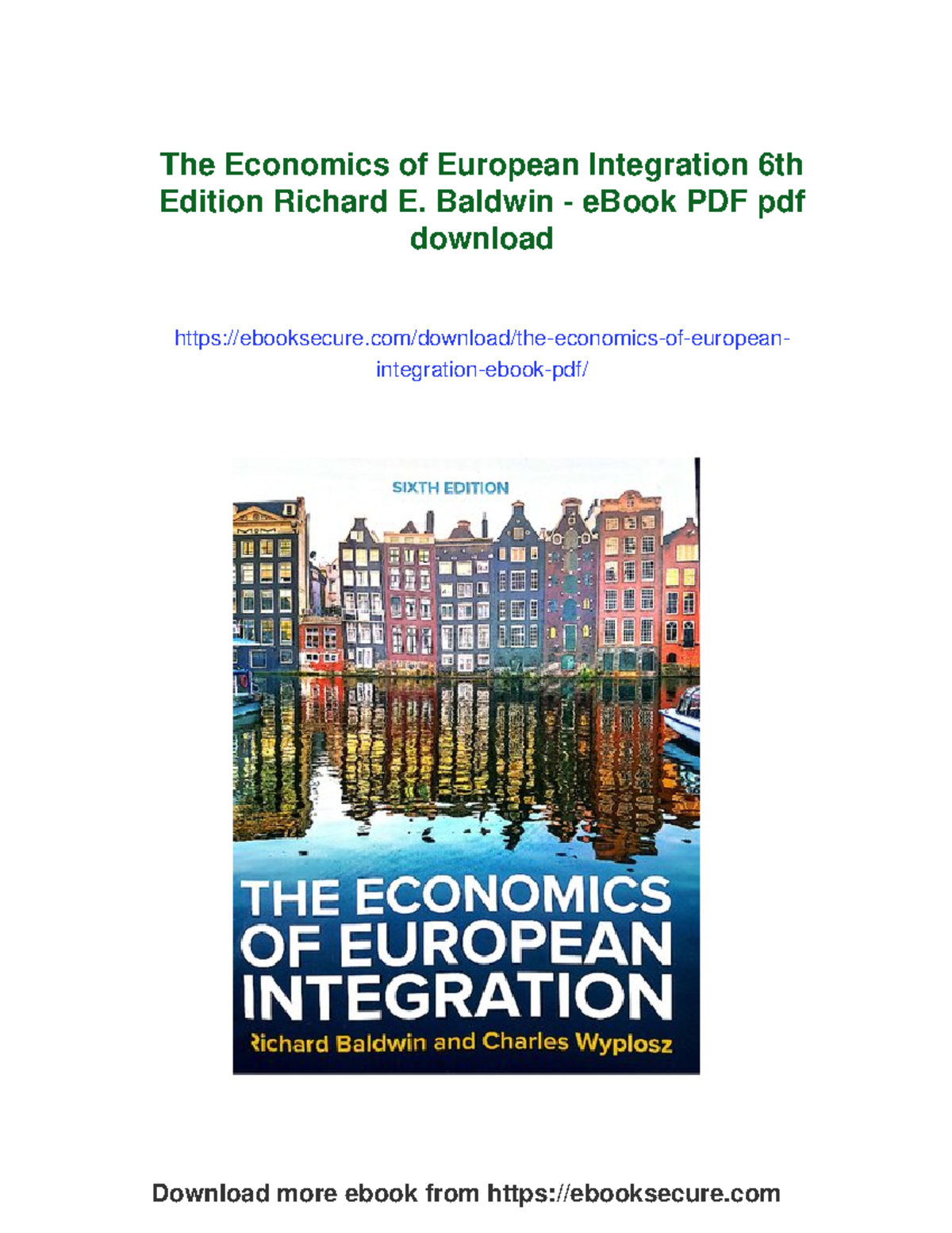 The Economics of European Integration (6th Ed.) by Richard E. Baldwin ...