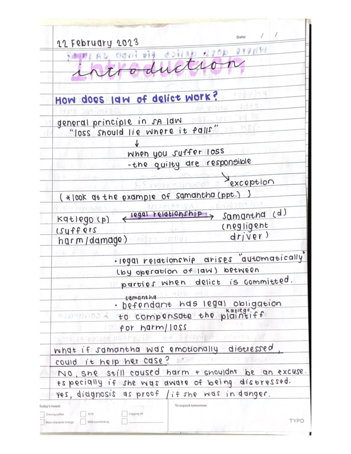 IURI 273 Final Exam Notes: Law of Delict Overview and Principles - Studocu