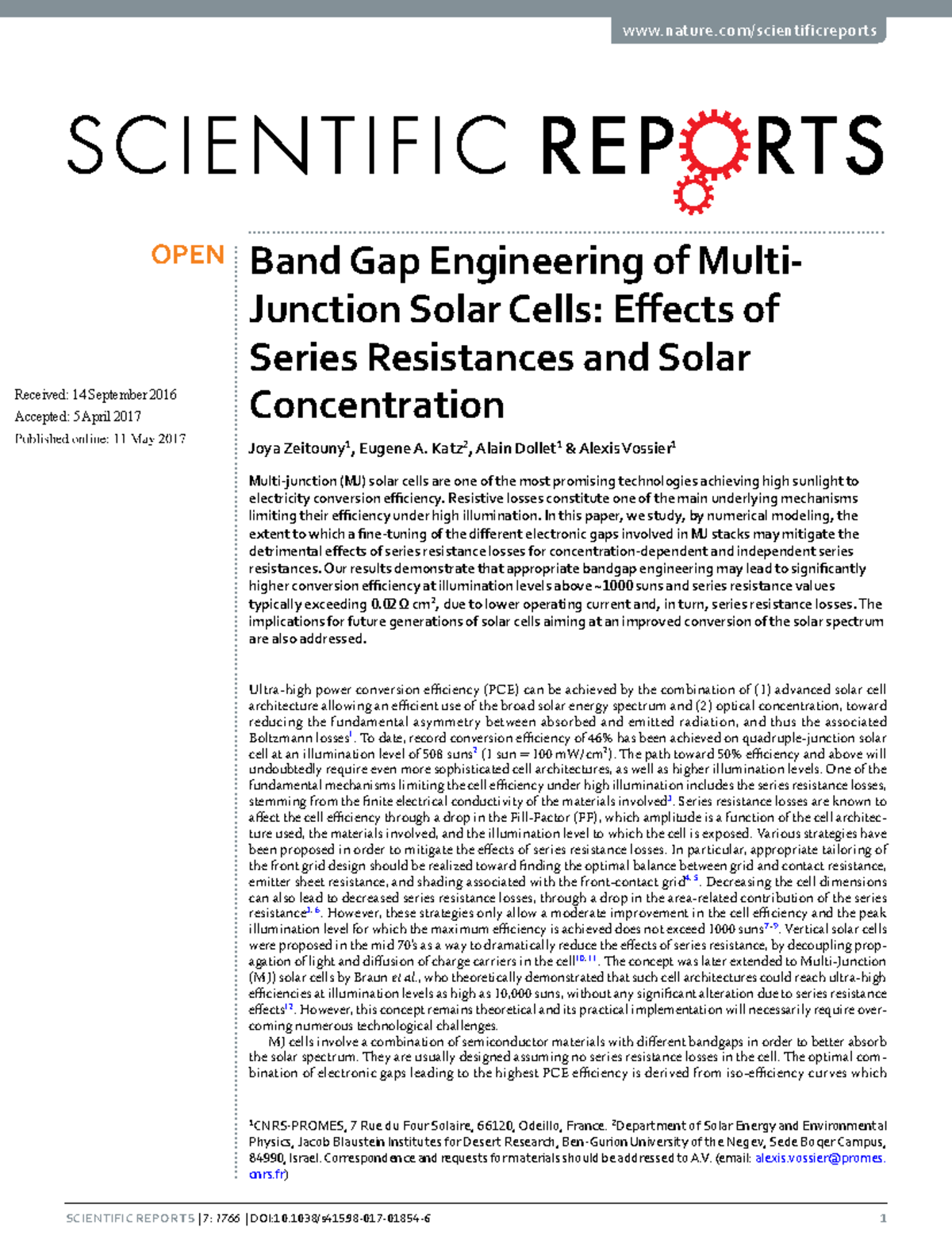 Band Gap Engineering in MJ Solar Cells: Impact of Series Resistance and ...