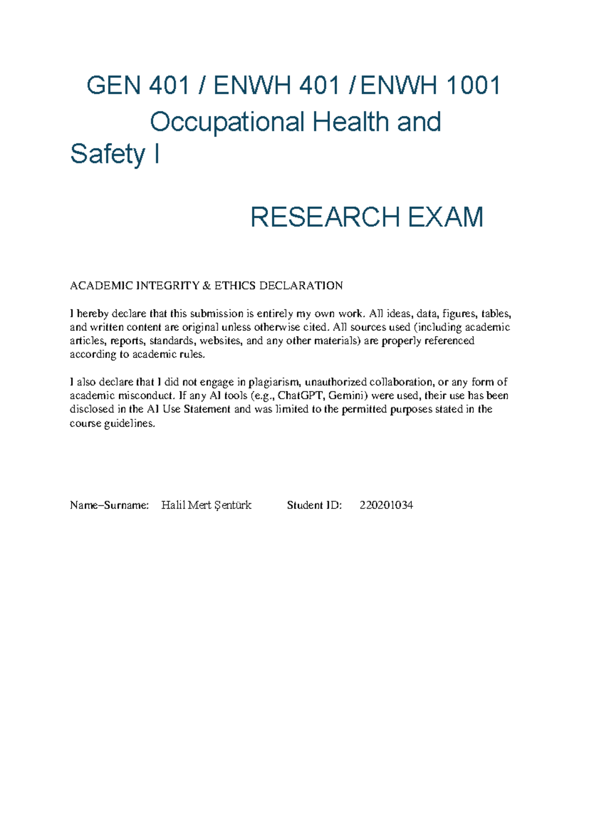 GEN 401 Occupational Health & Safety Risk Assessment in Data Centers ...