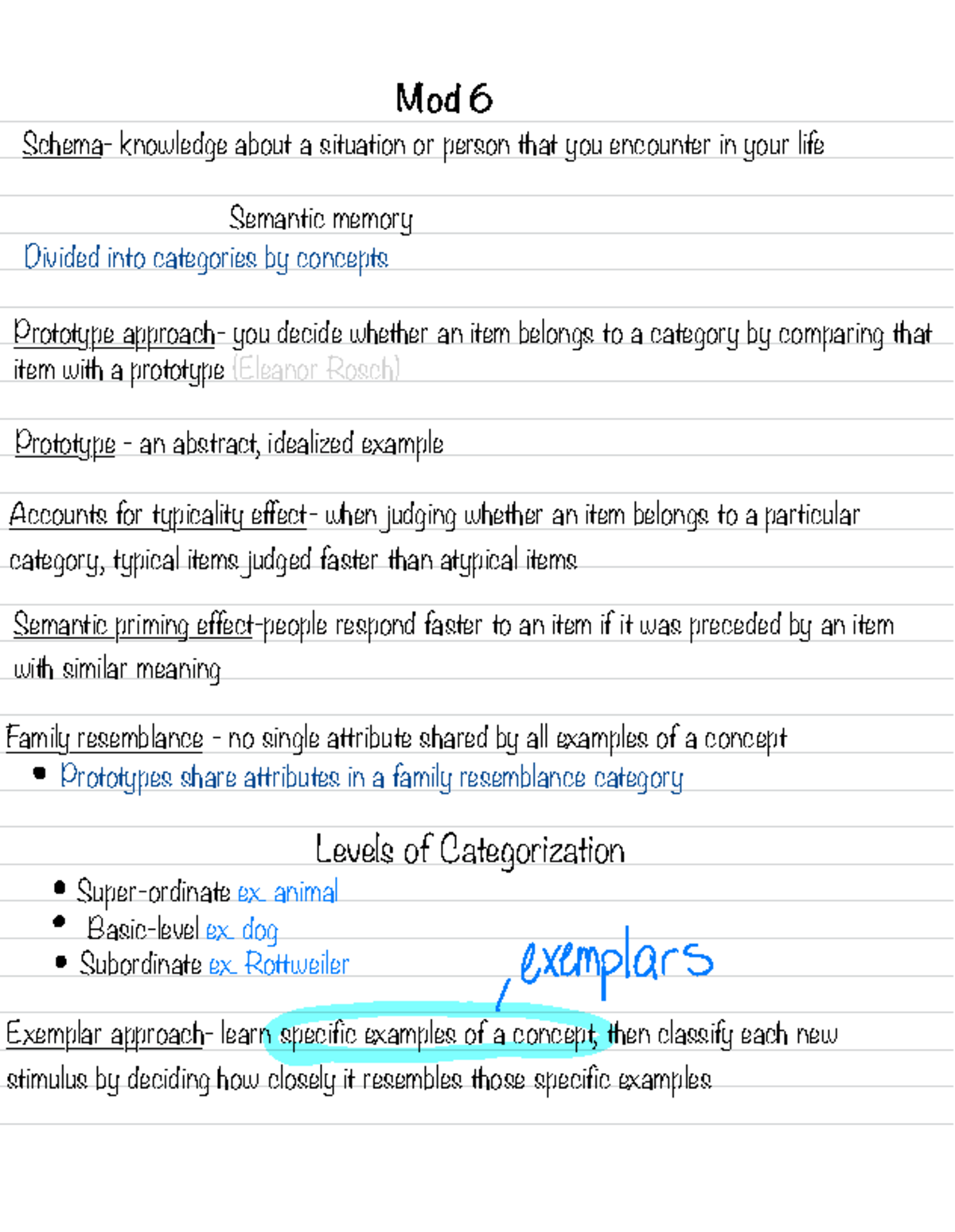 Cog Psych Mod 6 - Exploring Semantic Memory & Schema Approaches - Studocu