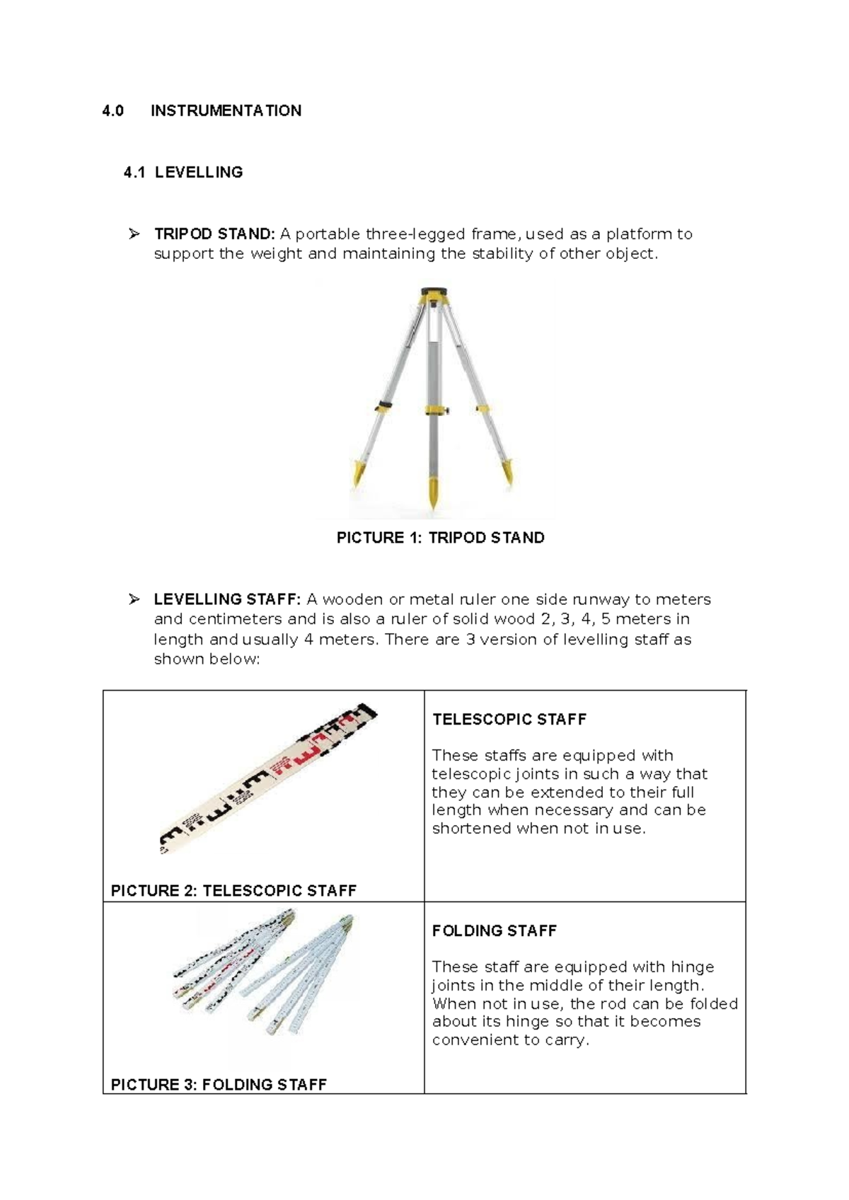 SUG111 Report - Instrumentation and Levelling Tools Overview - Studocu