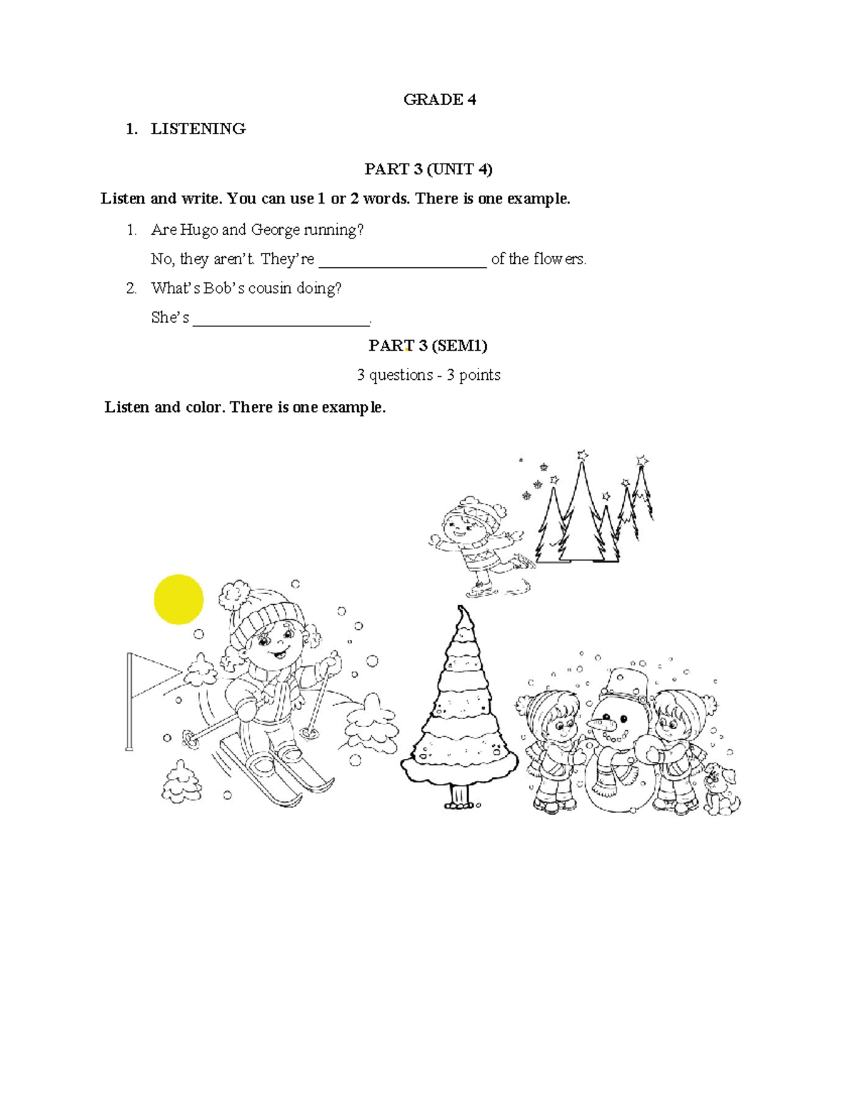 Ôn Tập - GRADE 4 Listening & Vocabulary Exercises - Studocu