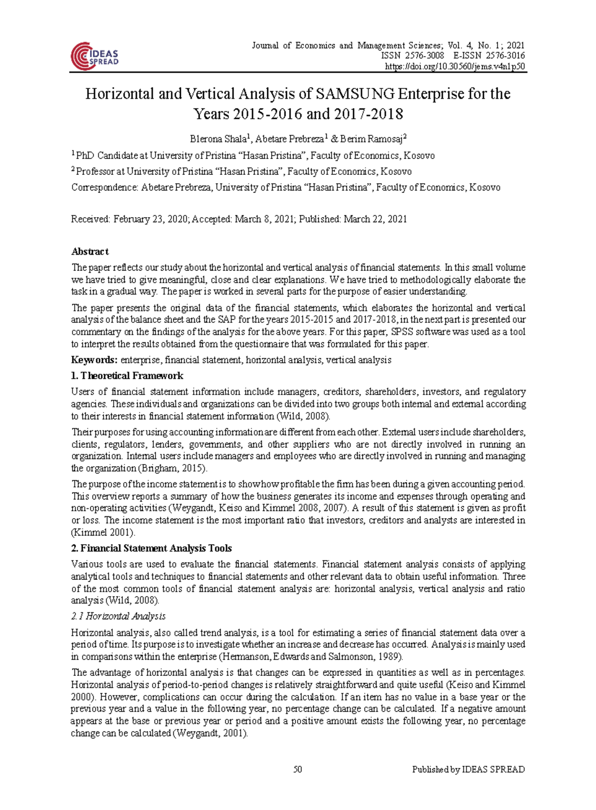 reference note.2 - Journal of Economics and Management Sciences; Vol. 4 ...