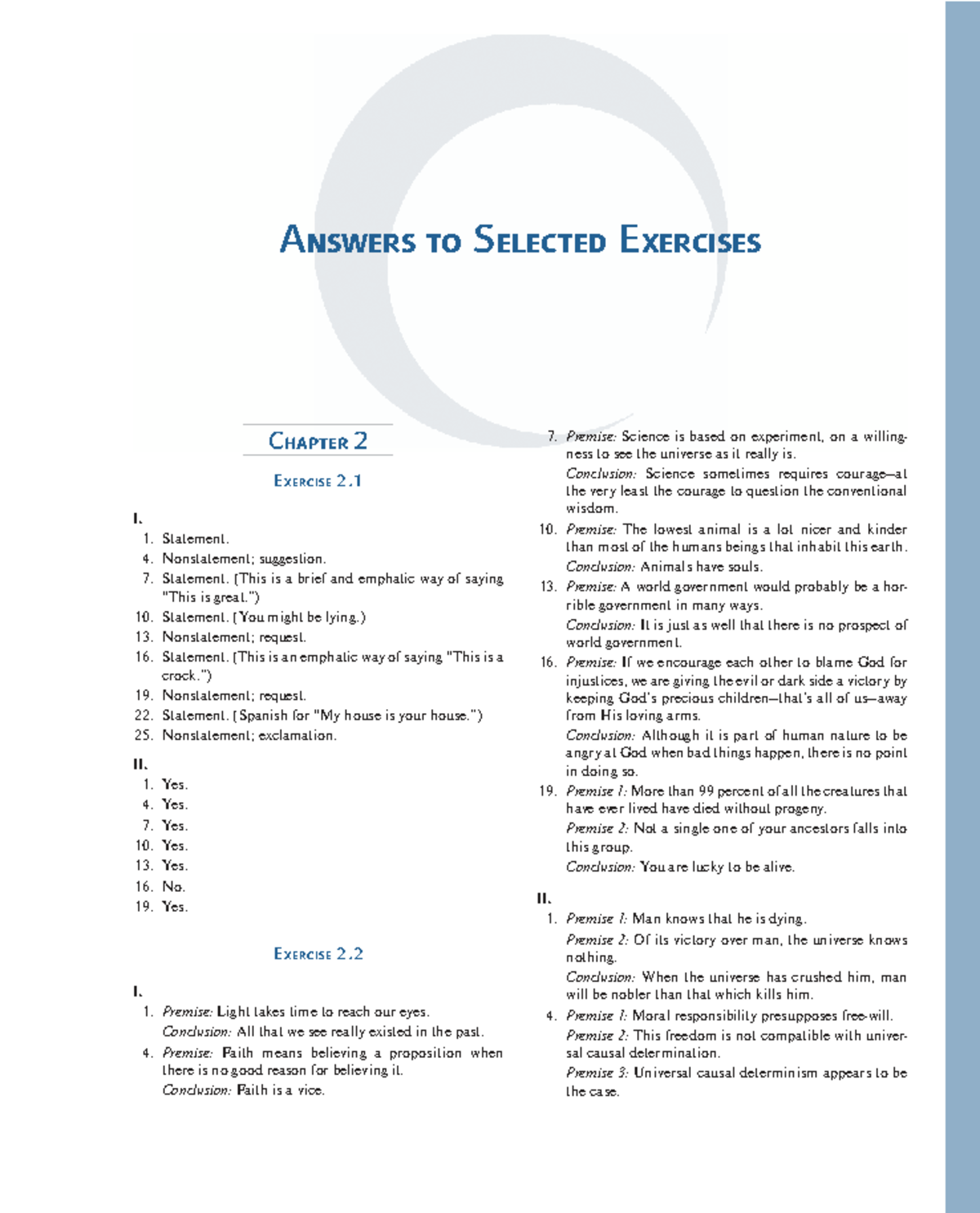 Critical Thinking A Student's Introduction - Chapter 2 Exercises ...