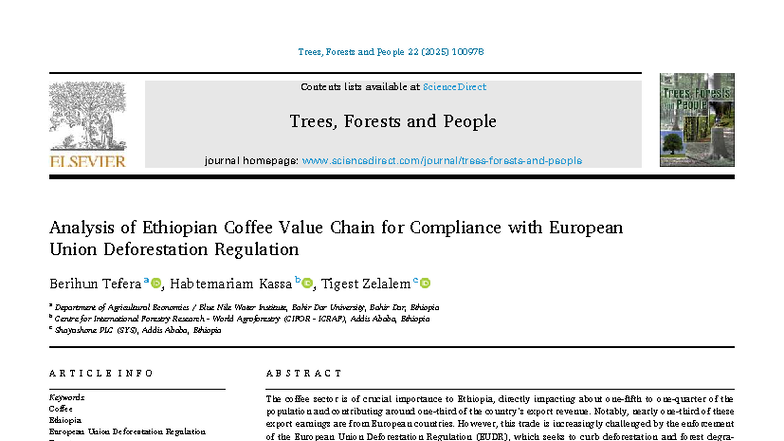 EUDR Compliance Analysis of Ethiopian Coffee Value Chain - Studocu