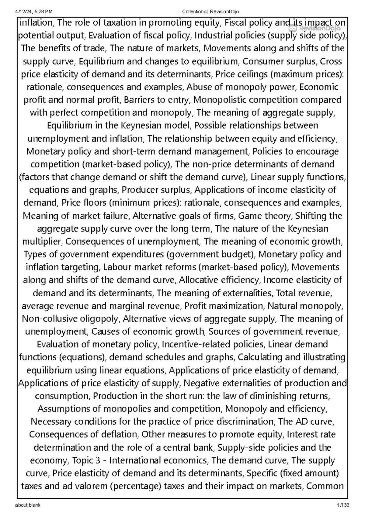 ECON 101: Comprehensive Revision Notes on Economic Policies and ...