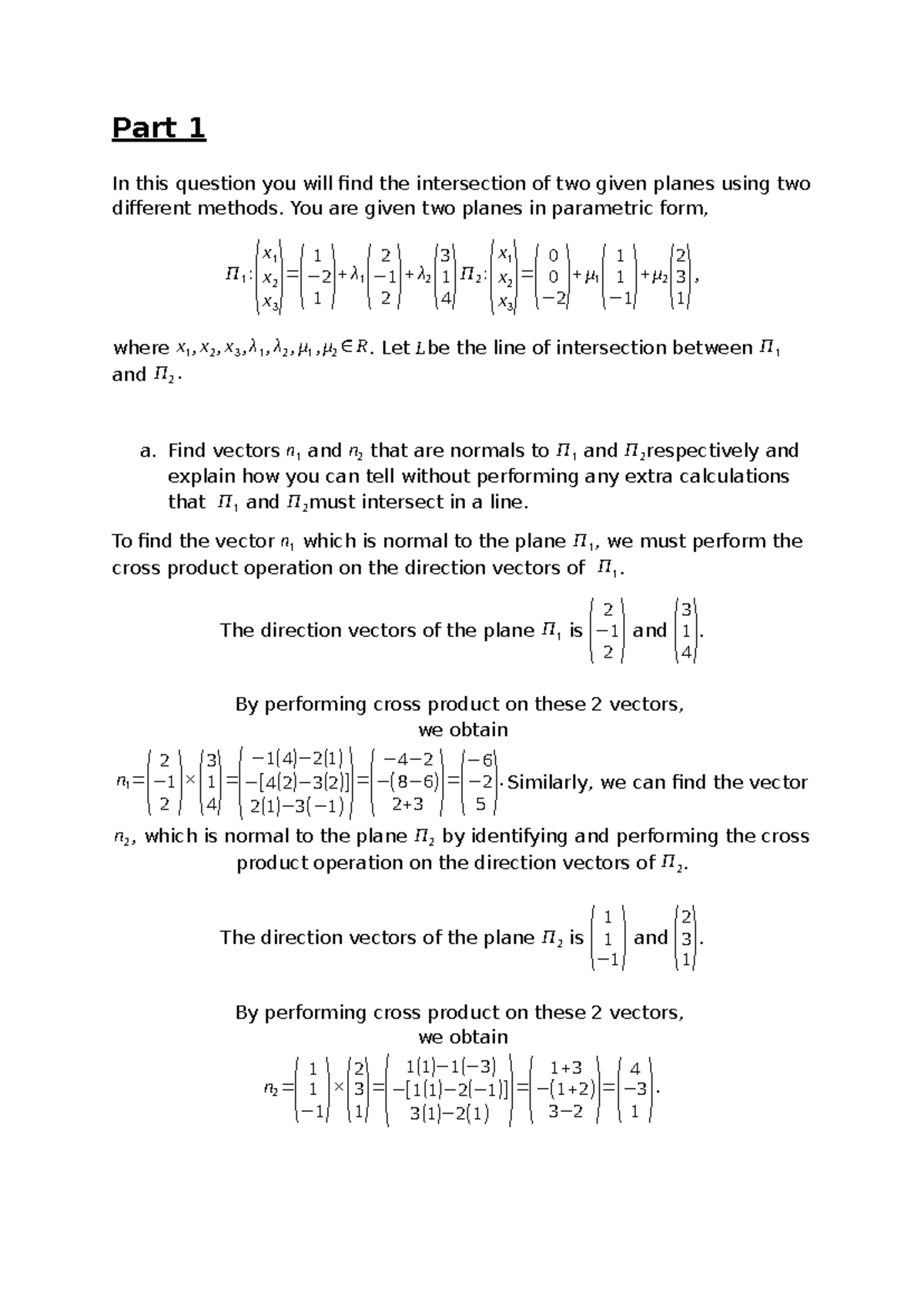 MATH1131 Assignment 2025 T1: Intersection of Planes & Beam Analysis ...